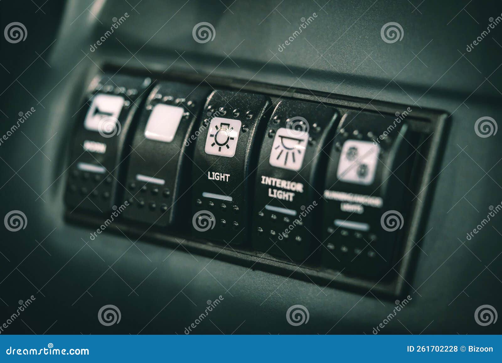 Off Road Car Custom Lights Push Buttons Stock Photo Image of panel