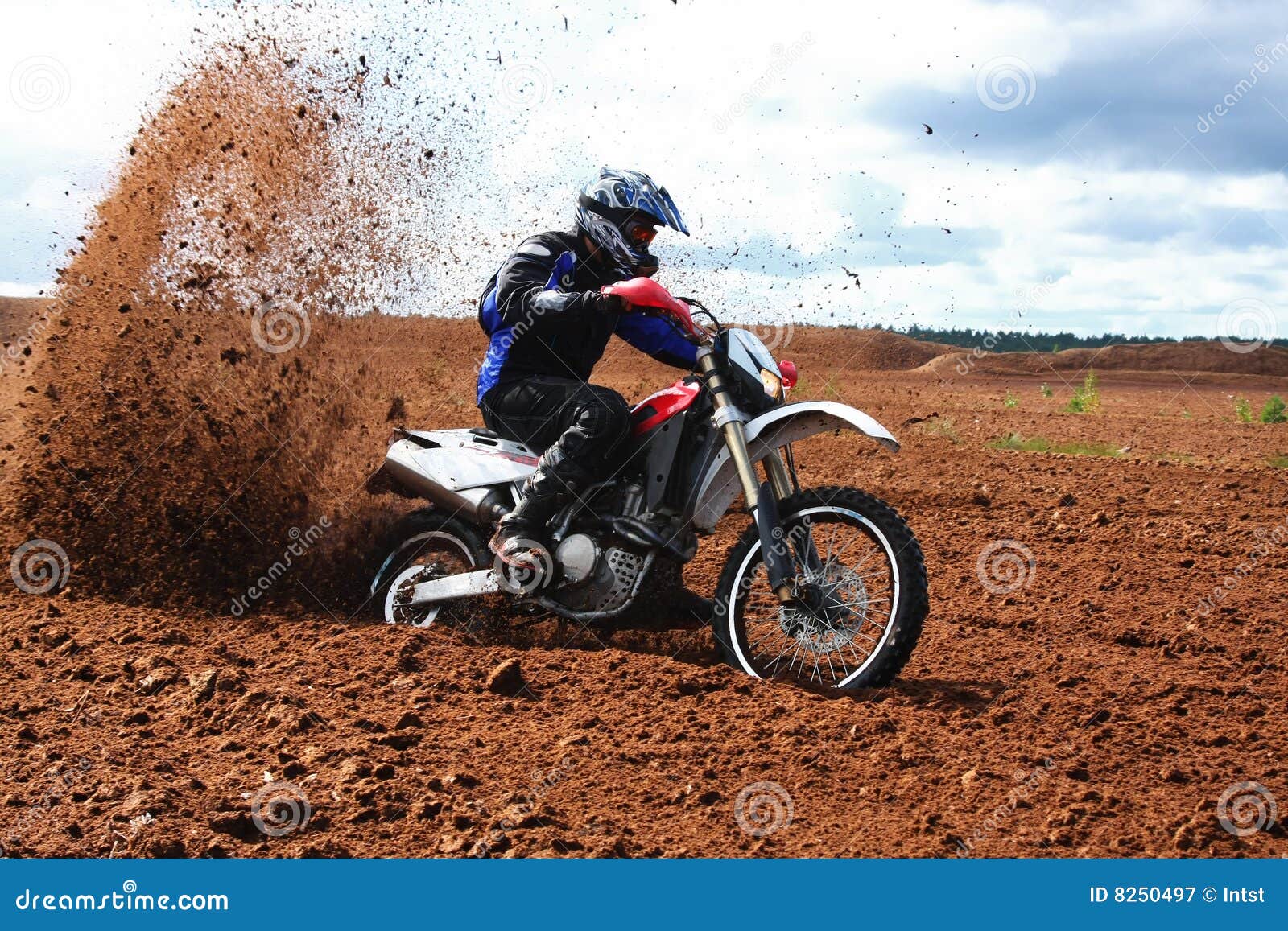 off-road motorbike driving in dirt.