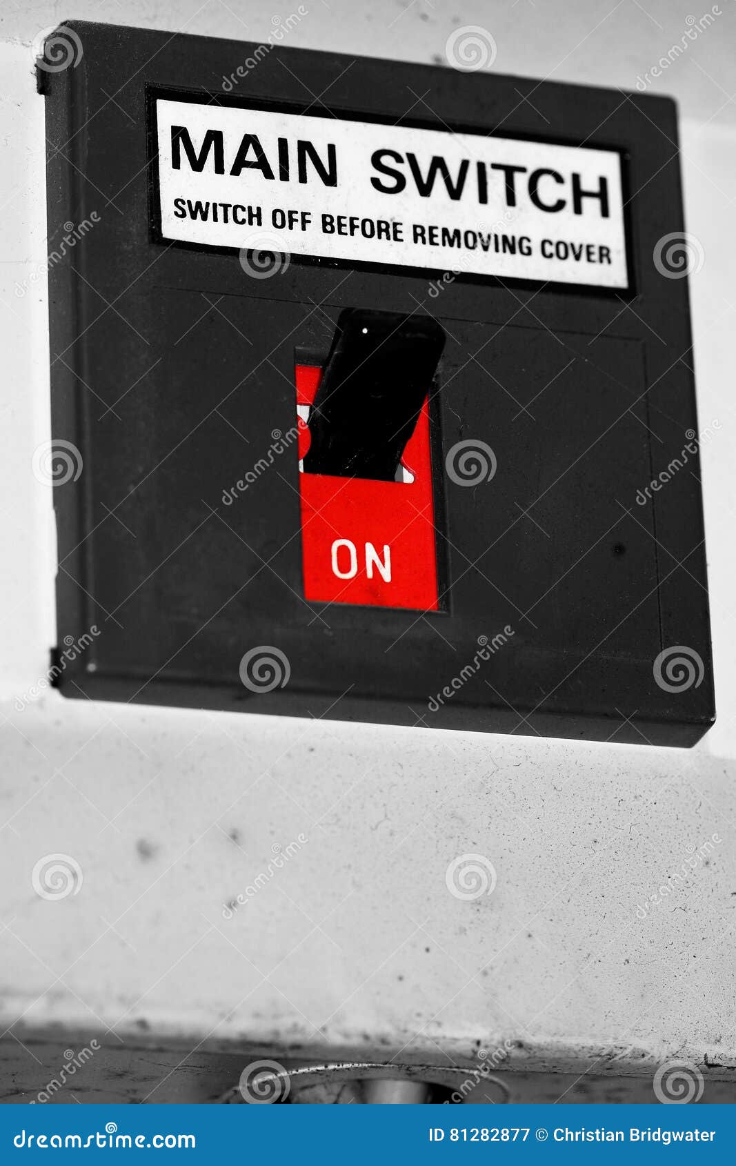 On Off Switch on a Domestic Electric Circuit Stock Image Image of