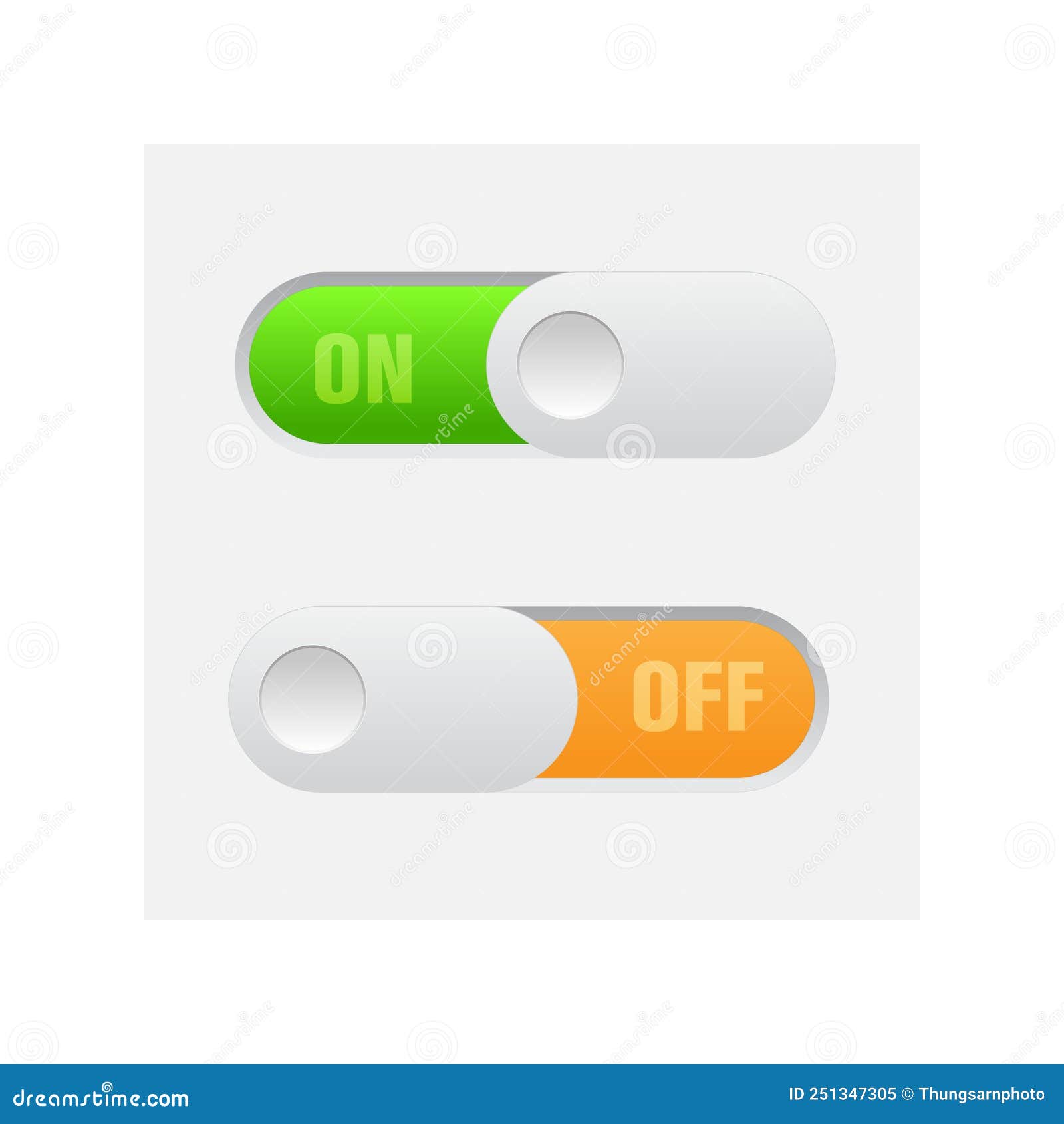 On and Off Toggle Switch Buttons for Material Design Switch Buttons Set