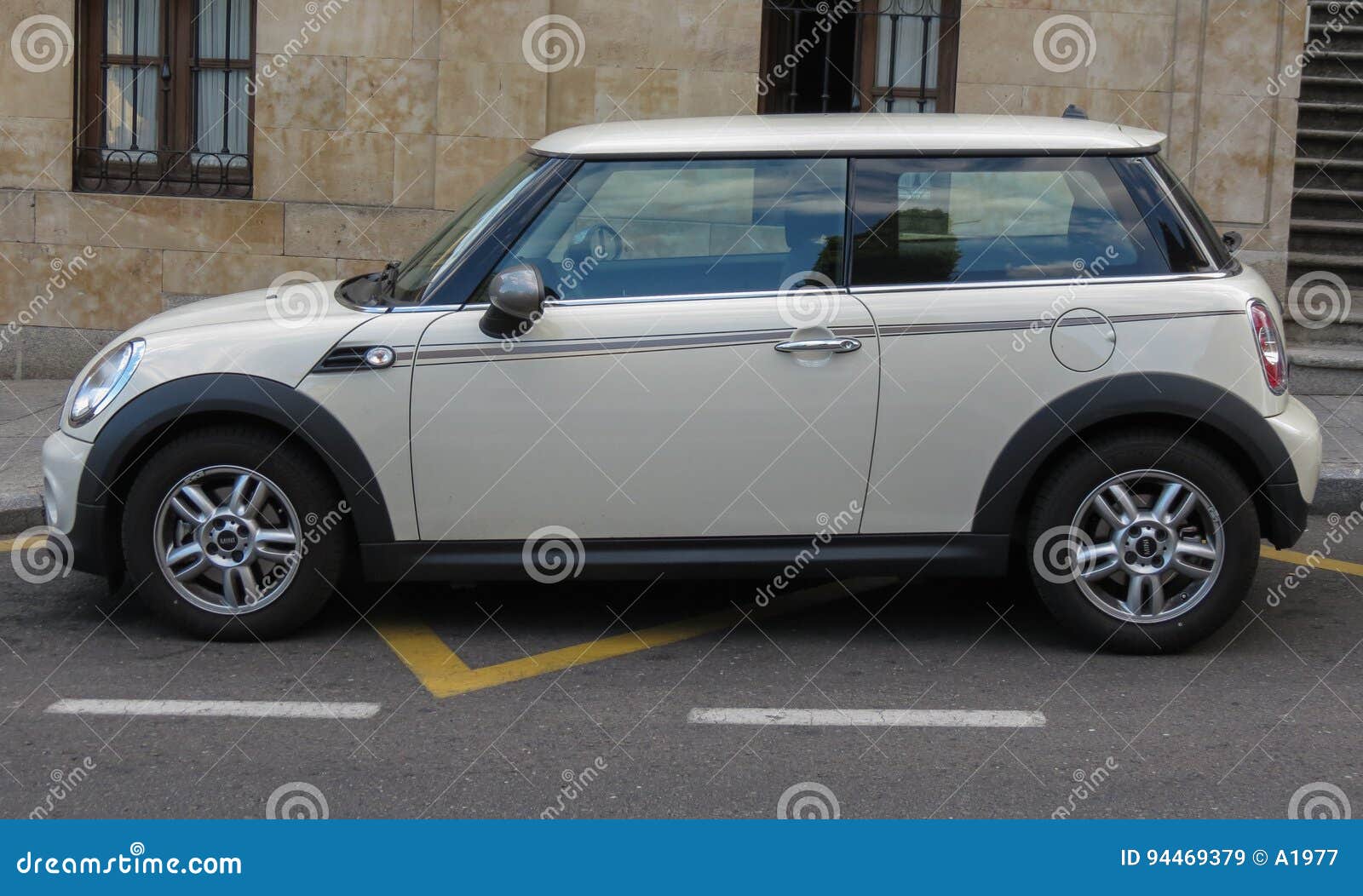Off White Mini Cooper Car Parked in Salamanca Editorial Image - of travelling, parked: 94469379