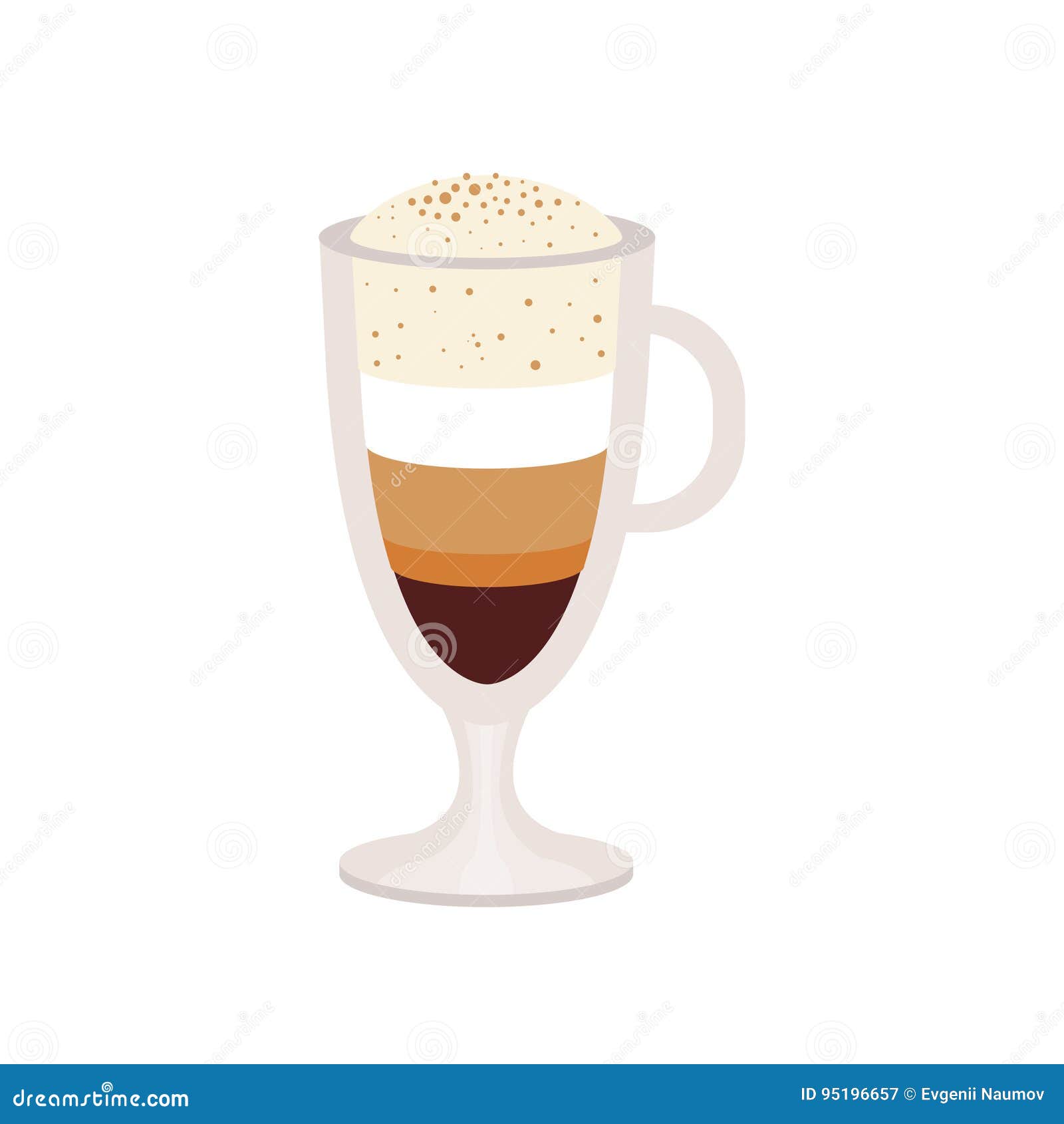 Latte macchiato layered coffee glass cartoon Vector Image