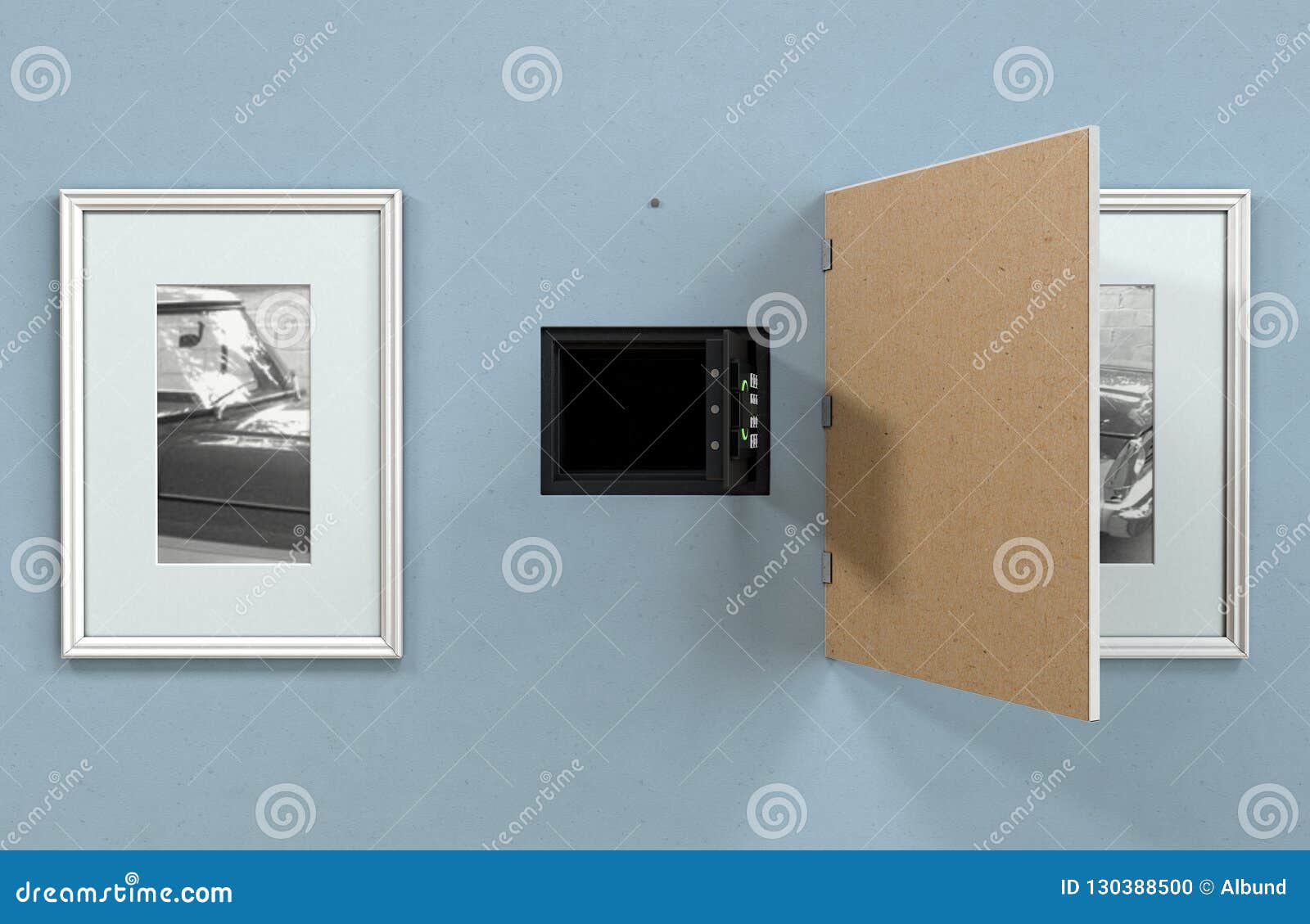 Verstecktes Wand-Safe Hinter Bild Stockfoto - Bild von versteckt