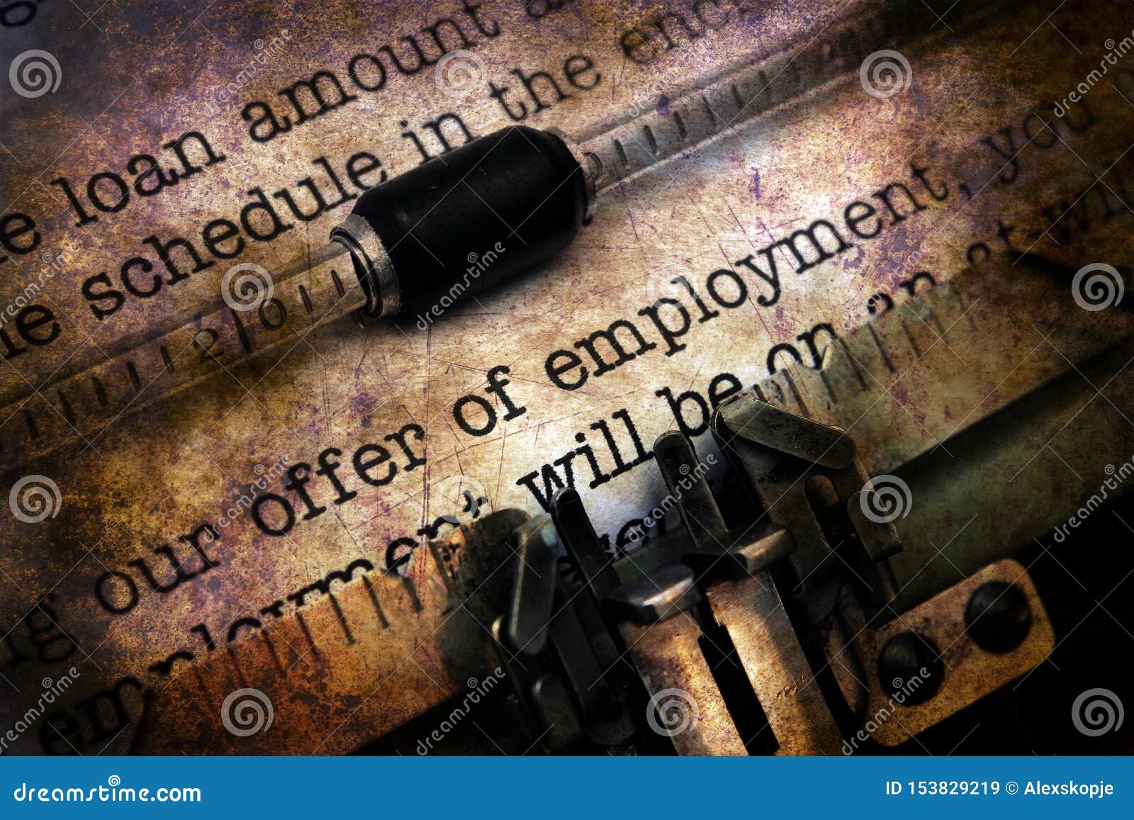 Offer of Employment on Typewriter Stock Image Image of employment, typing 153829219
