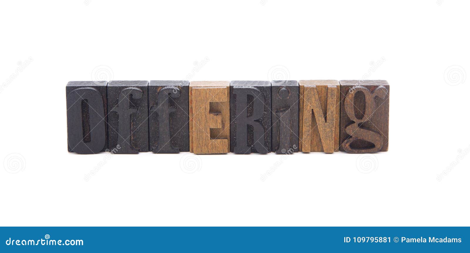 offering spelled in wooden block letters