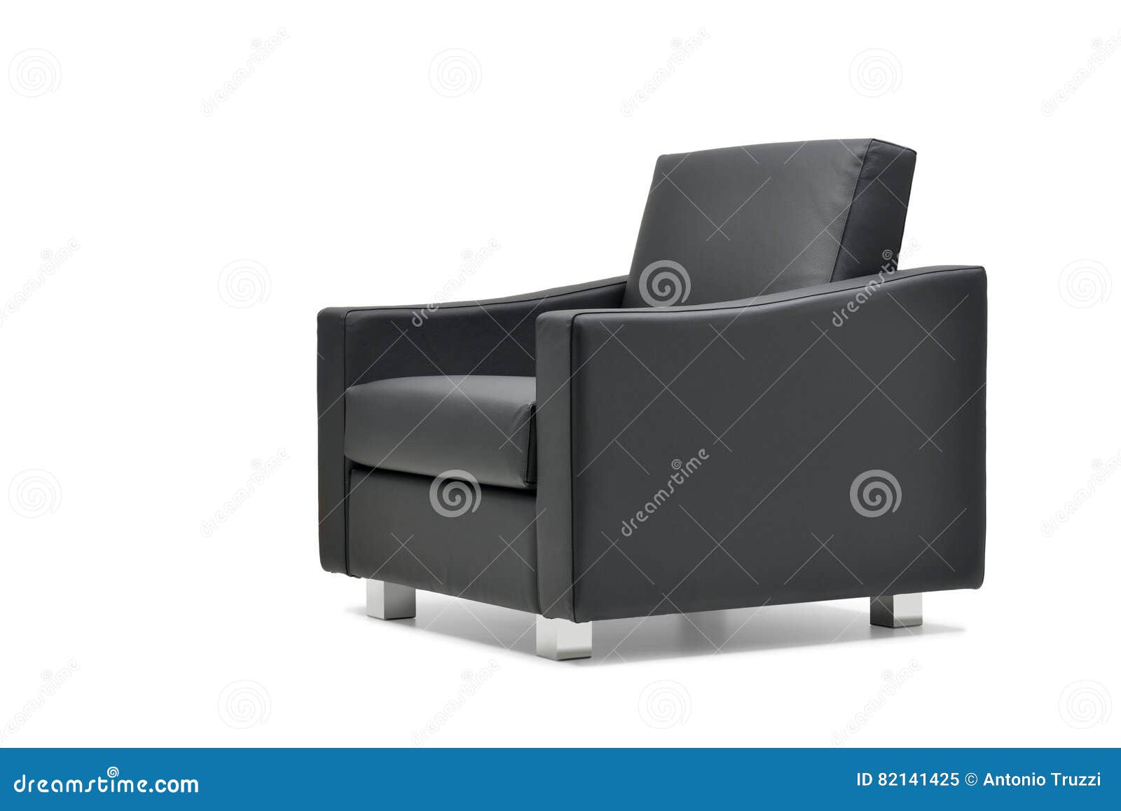 Office Armchair In Black Leather Stock Image Image of black