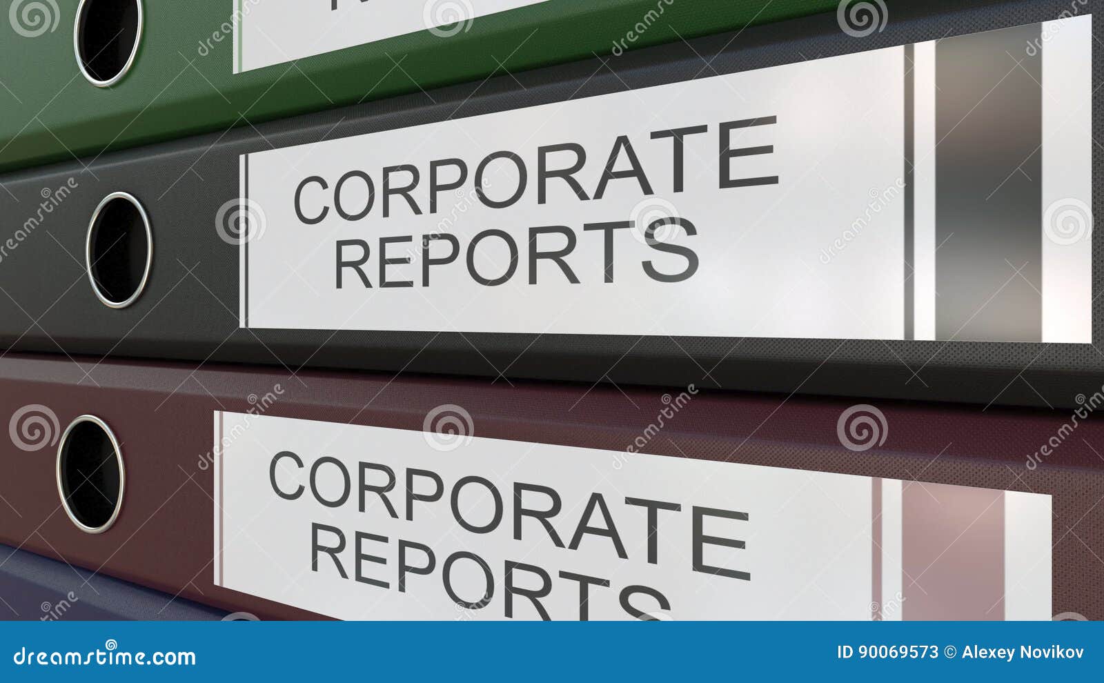 Office Binders with Corporate Reports Tags 3D Rendering Stock