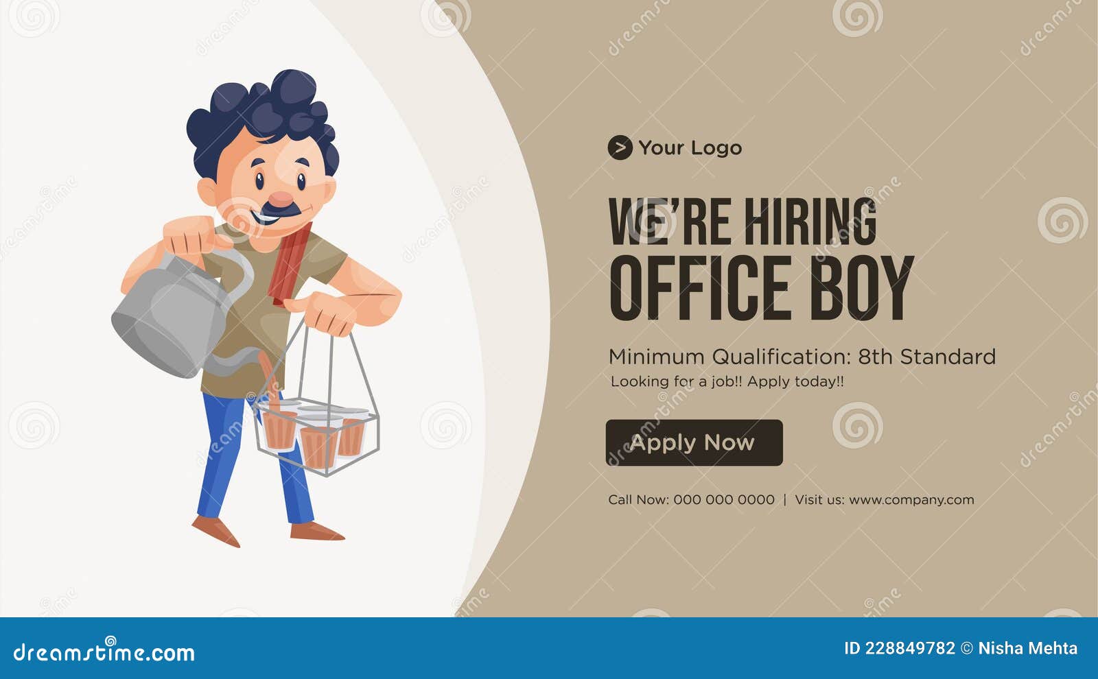 Banner Design of Hiring Office Boy Stock Vector - Illustration of