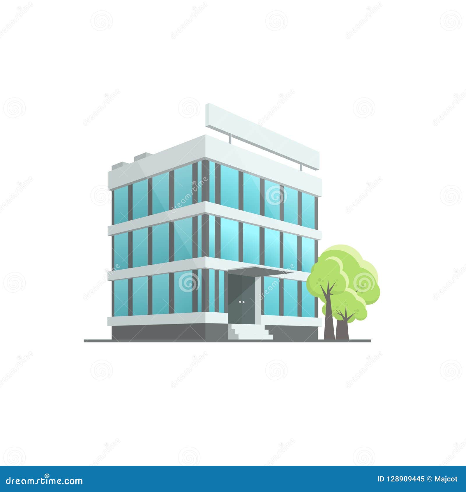 Office Building in Cartoon Style Stock Vector - Illustration of isolated, facade: 128909445 Office Building in Cartoon Style Stock Vector - Illustration of isolated, facade: 128909445