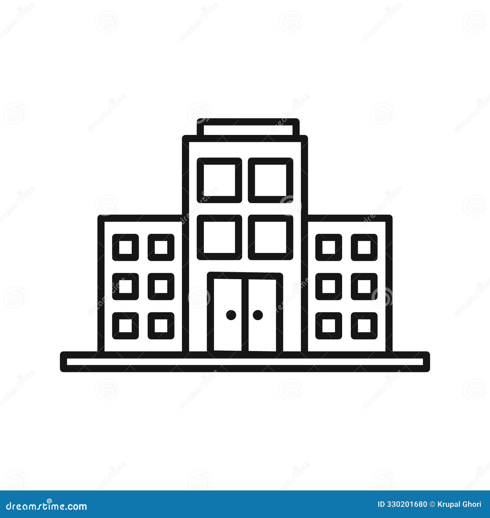 Office Building Icon Black Line Art Vector Logo Stock Illustration