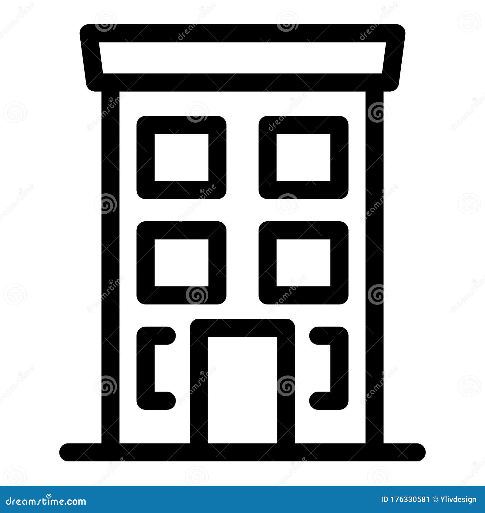 Office Building Icon, Outline Style Stock Vector - Illustration of city