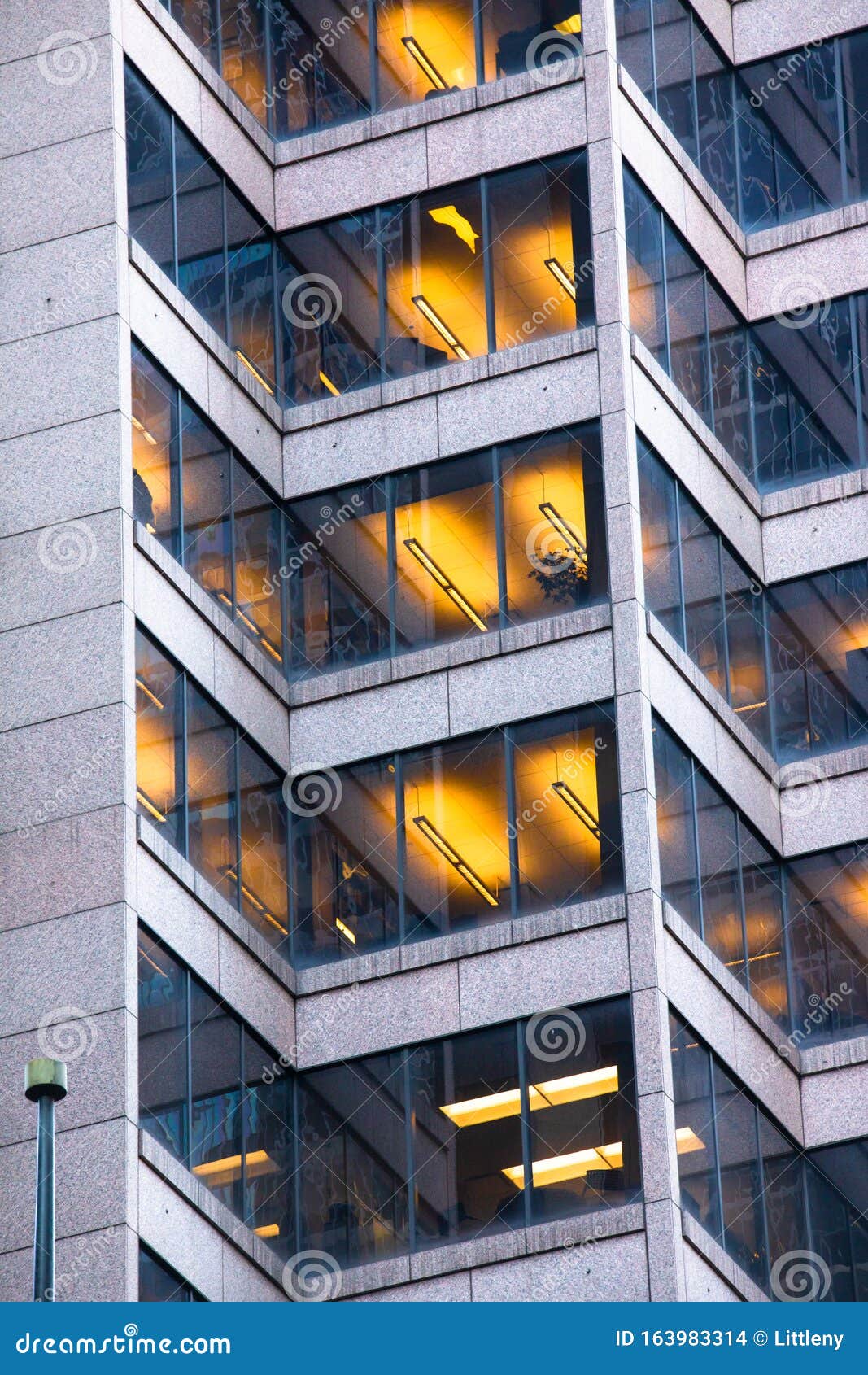 Office Building with Lights Stock Photo Image of dusk, company 163983314