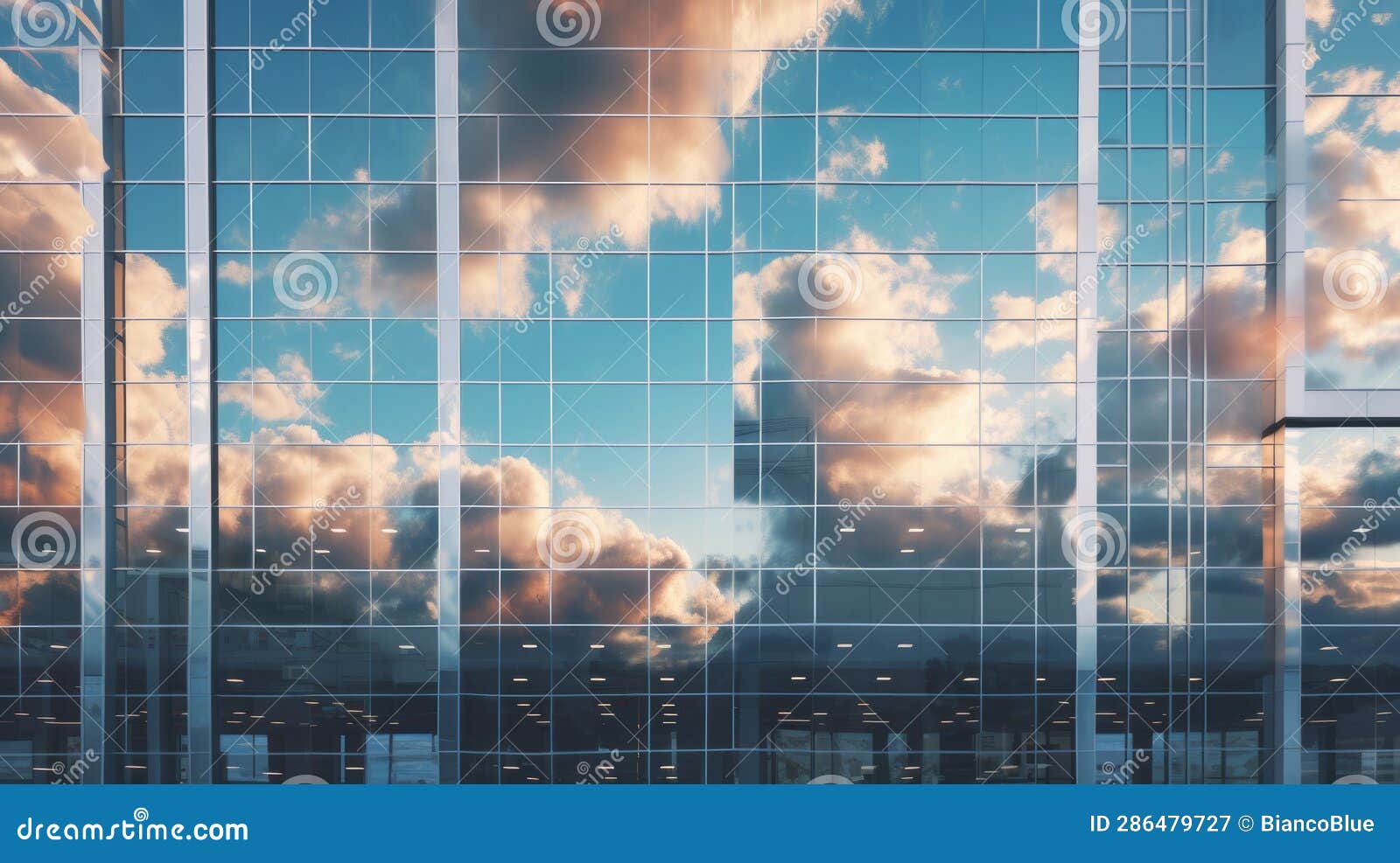 office building with many windows reflect cloud and sky, creative architecture photot. generative ai weber.