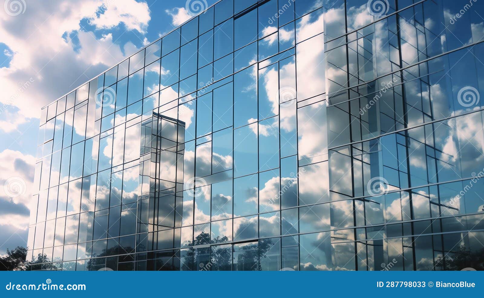 office building with many windows reflect cloud and sky, creative architecture photot. generative ai weber.
