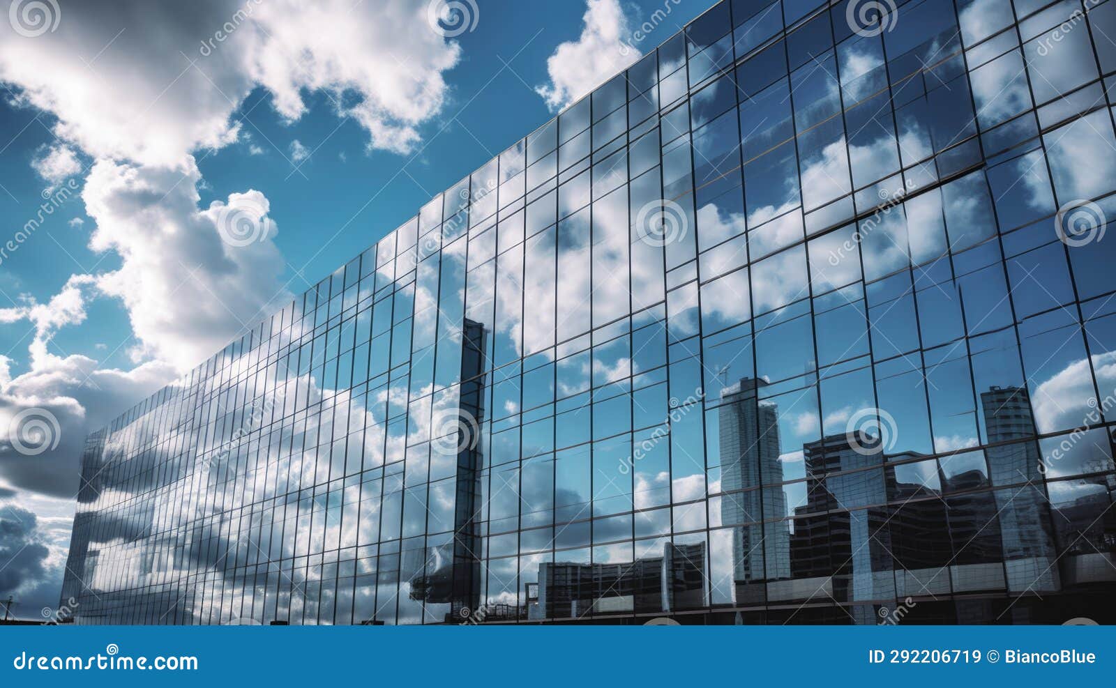 office building with many windows reflect cloud and sky, creative architecture photot. generative ai weber.