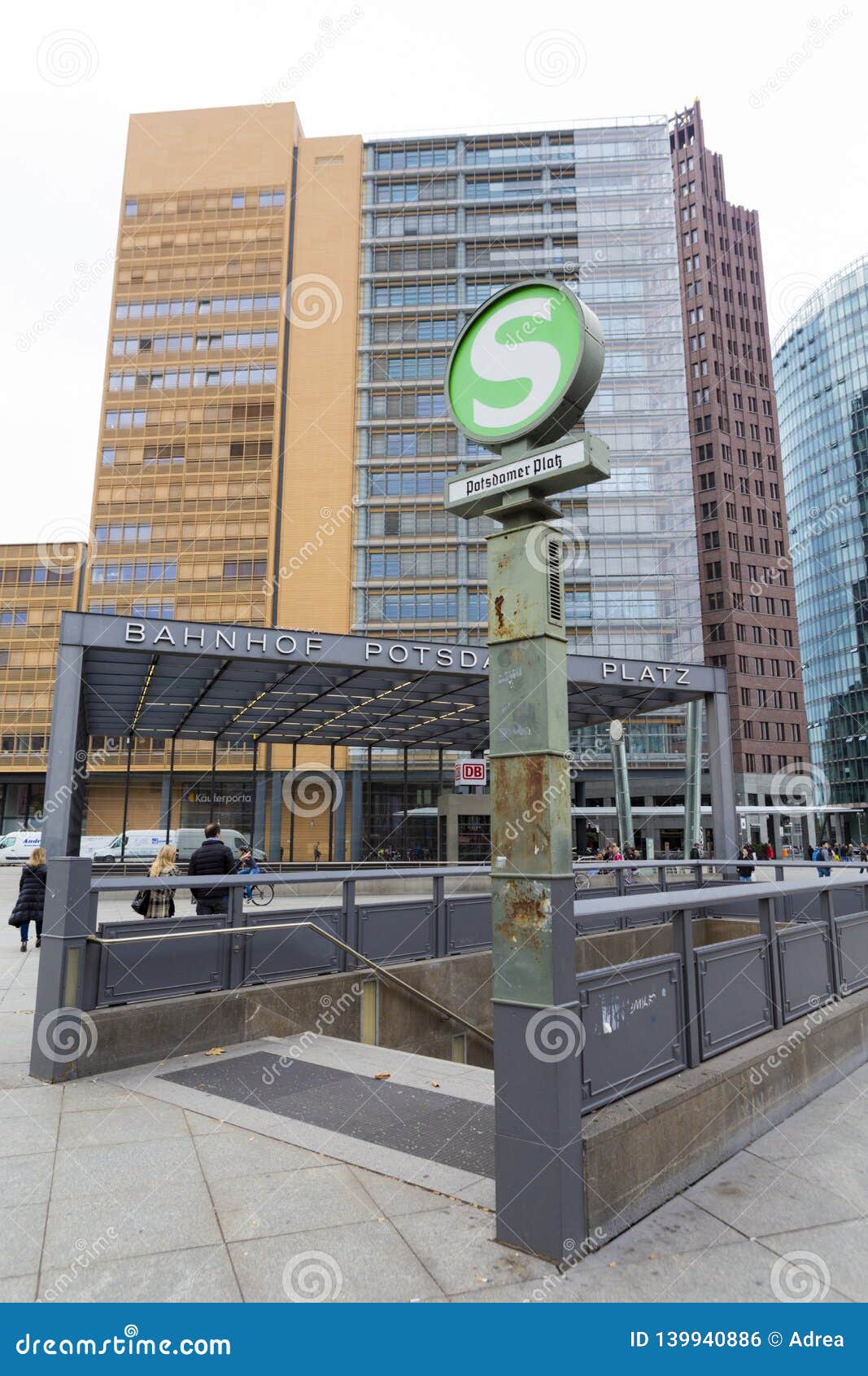 office buildings and berlin potsdamer platz bahnhof subway entrance