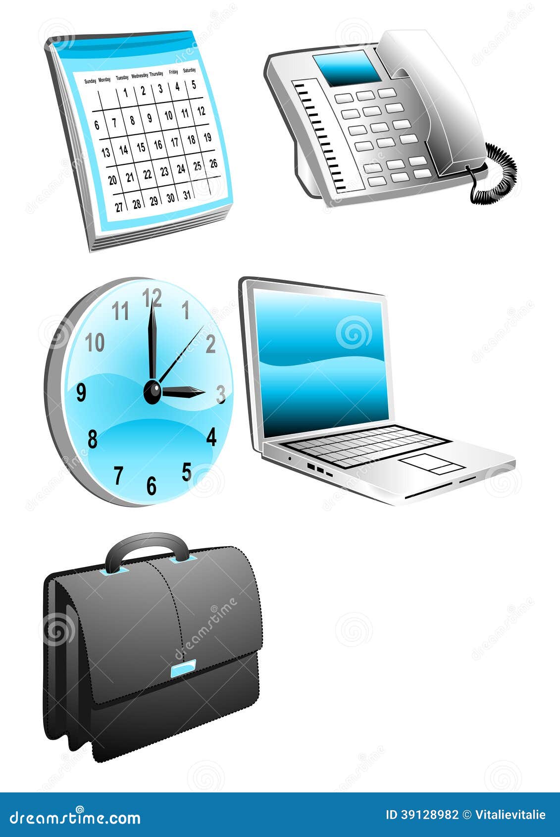 office business calendar telefon watch laptop bag