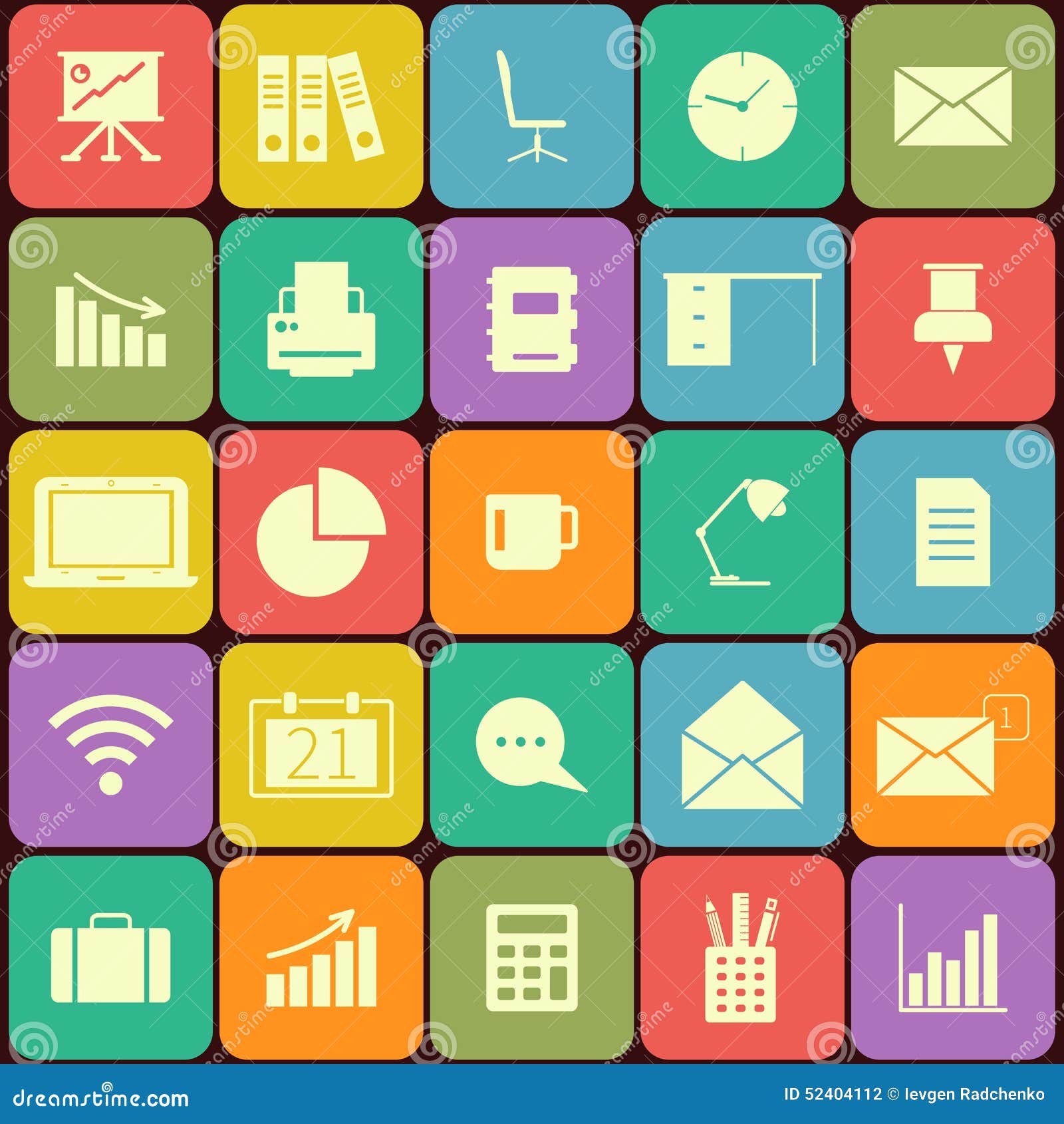 Office And Business Flat Icons For Web And Mobile Stock Vector