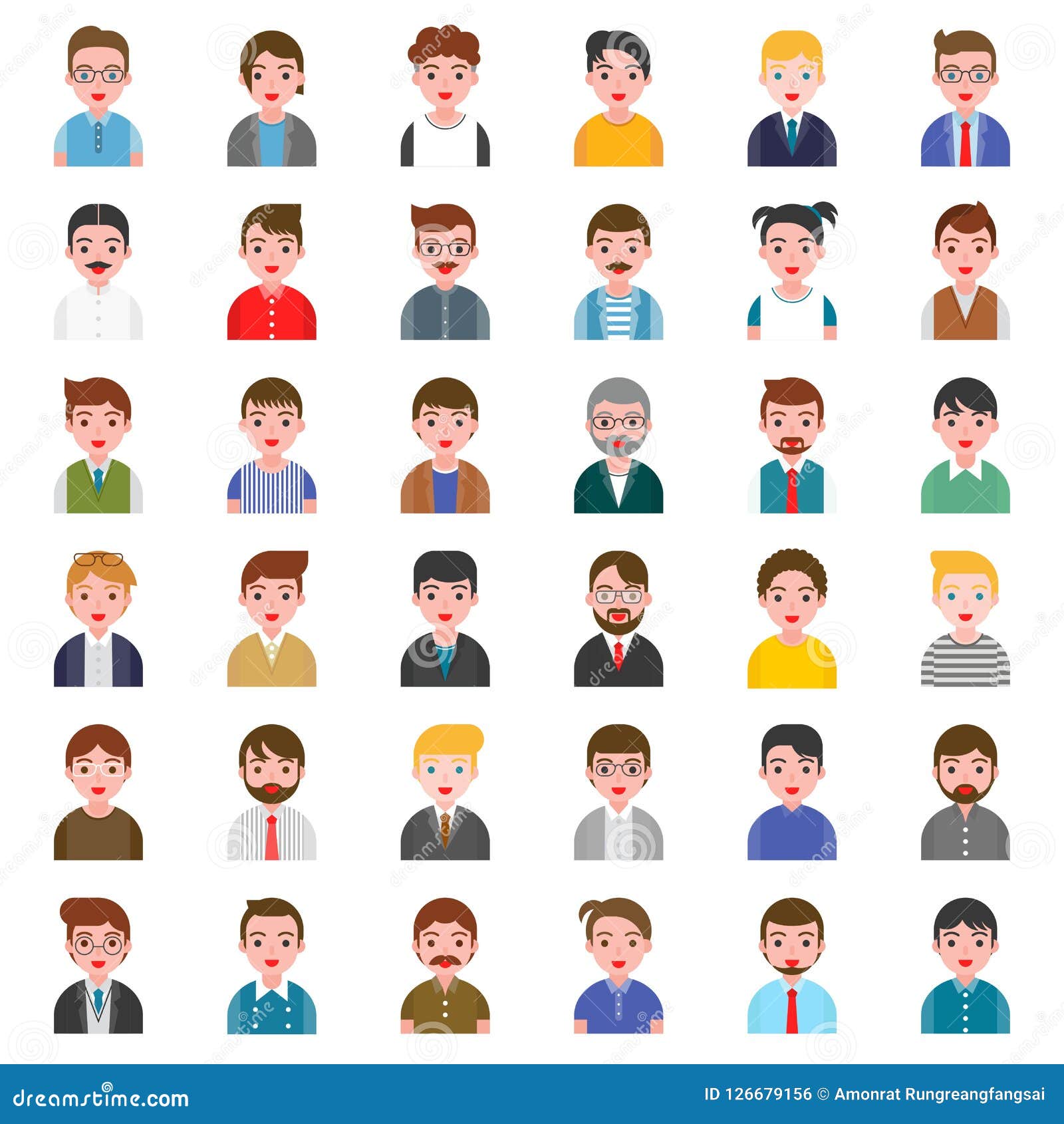 Office Business Male People Avatar Character in Flat Design Stock Vector -  Illustration of caucasian, flat: 126679156