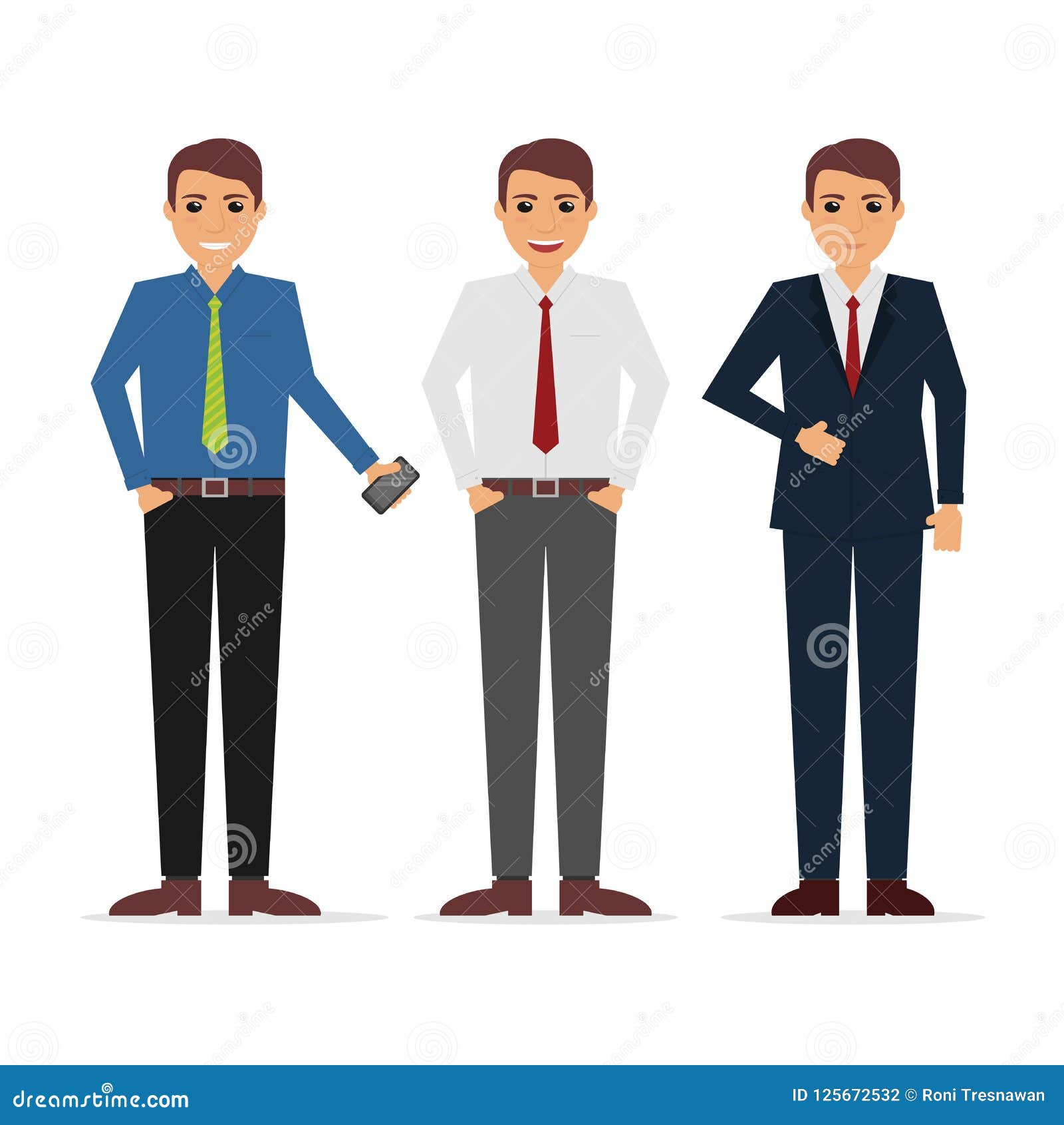 Office Businessman Outfit Character Illustration Design Template Stock ...