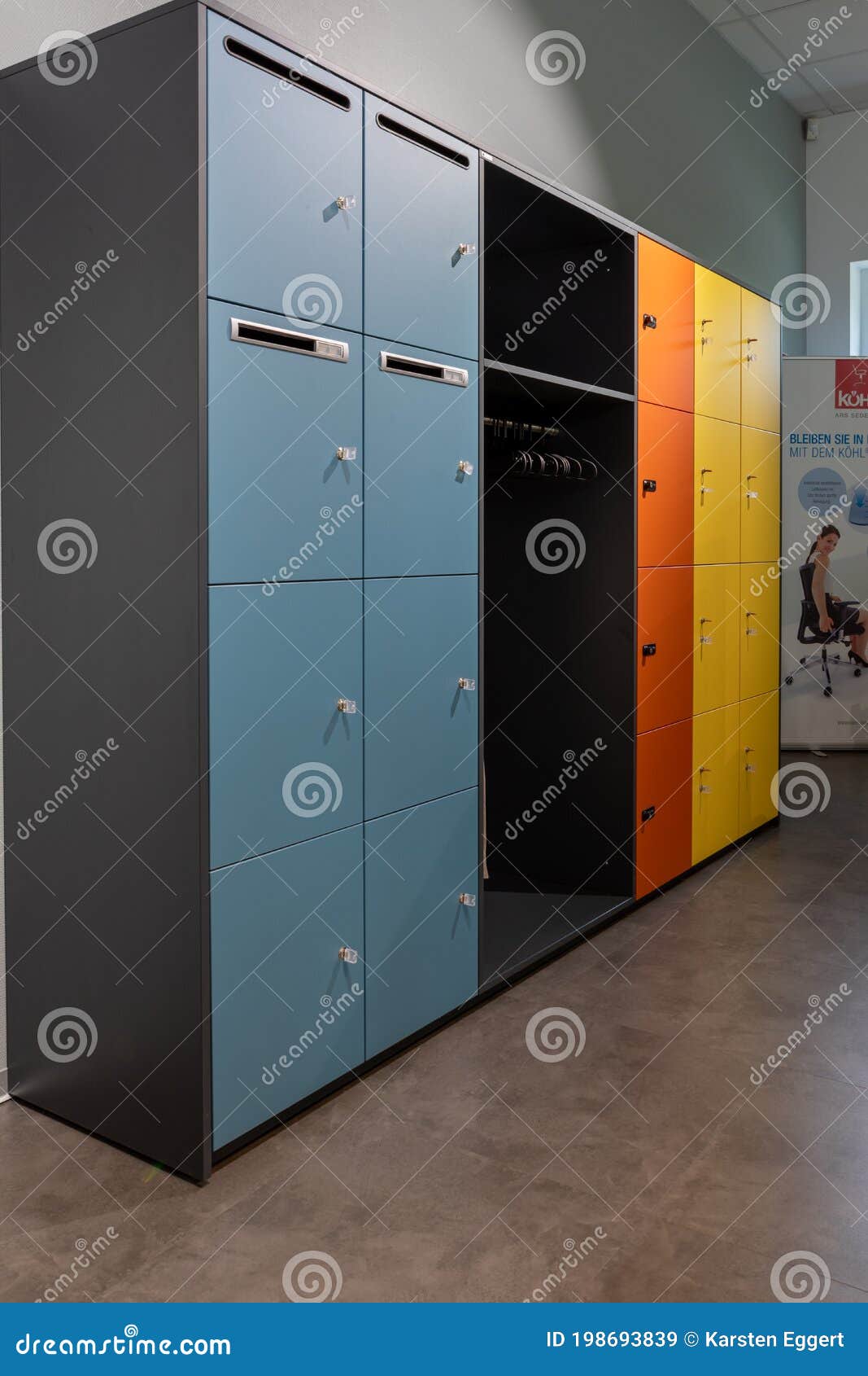 Office with Colorful Doors and an Integrated Wardrobe Stock Image Image of icons