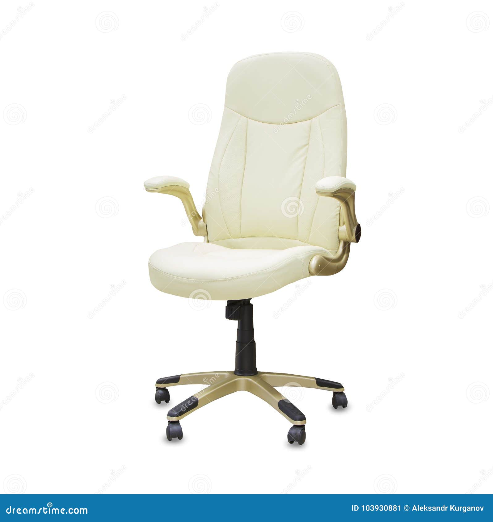 Office Chair from Beige Leather. Isolated Stock Image - Image of ...