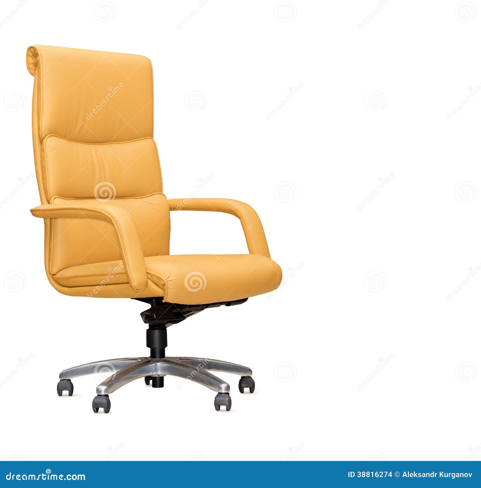 Office Chair from Beige Leather. Isolated Stock Photo - Image of ...