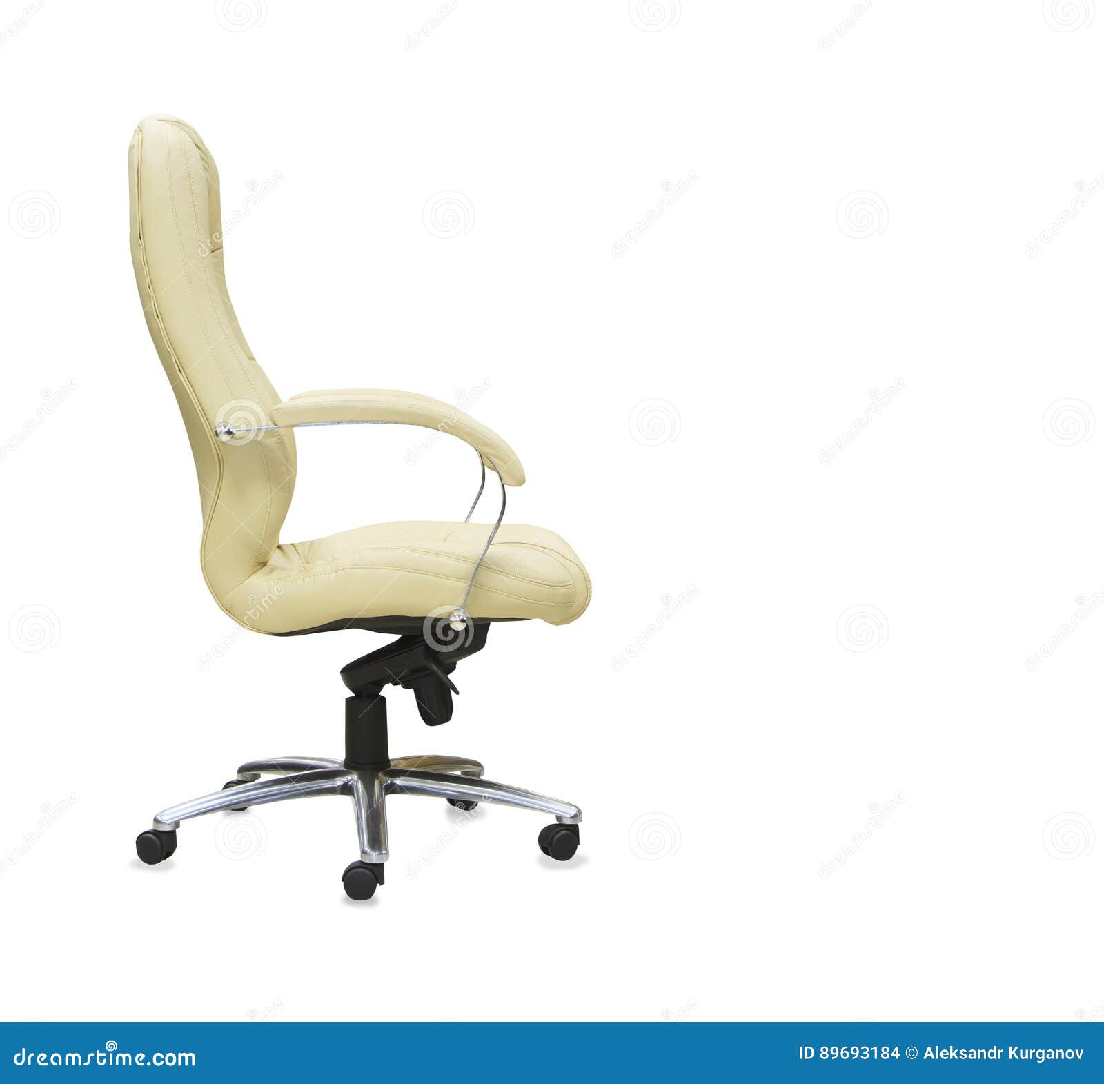 Office Chair from Beige Leather. Isolated Stock Photo - Image of design ...