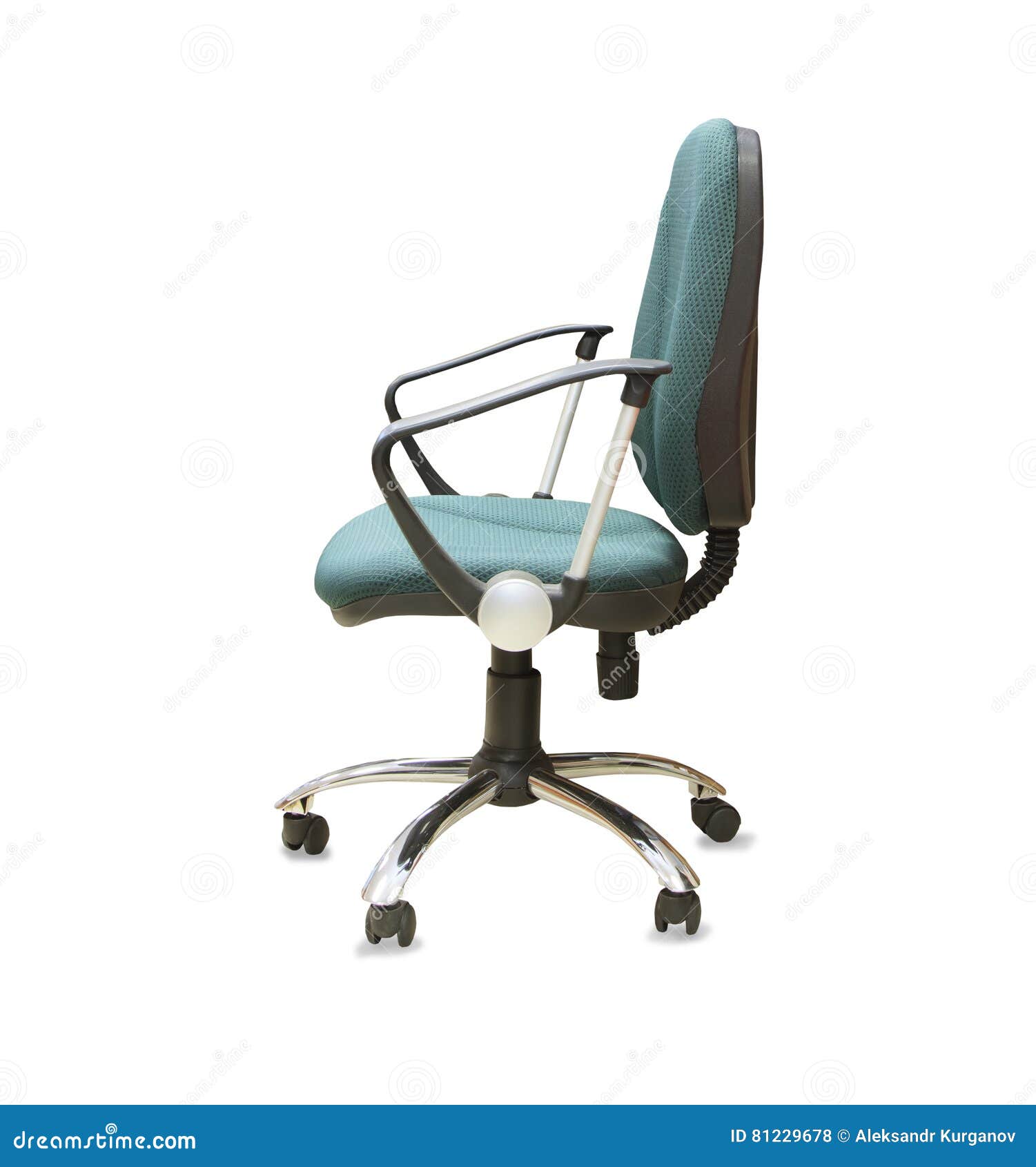 Office Chair from Green Cloth Isolated Over White Stock Photo Image
