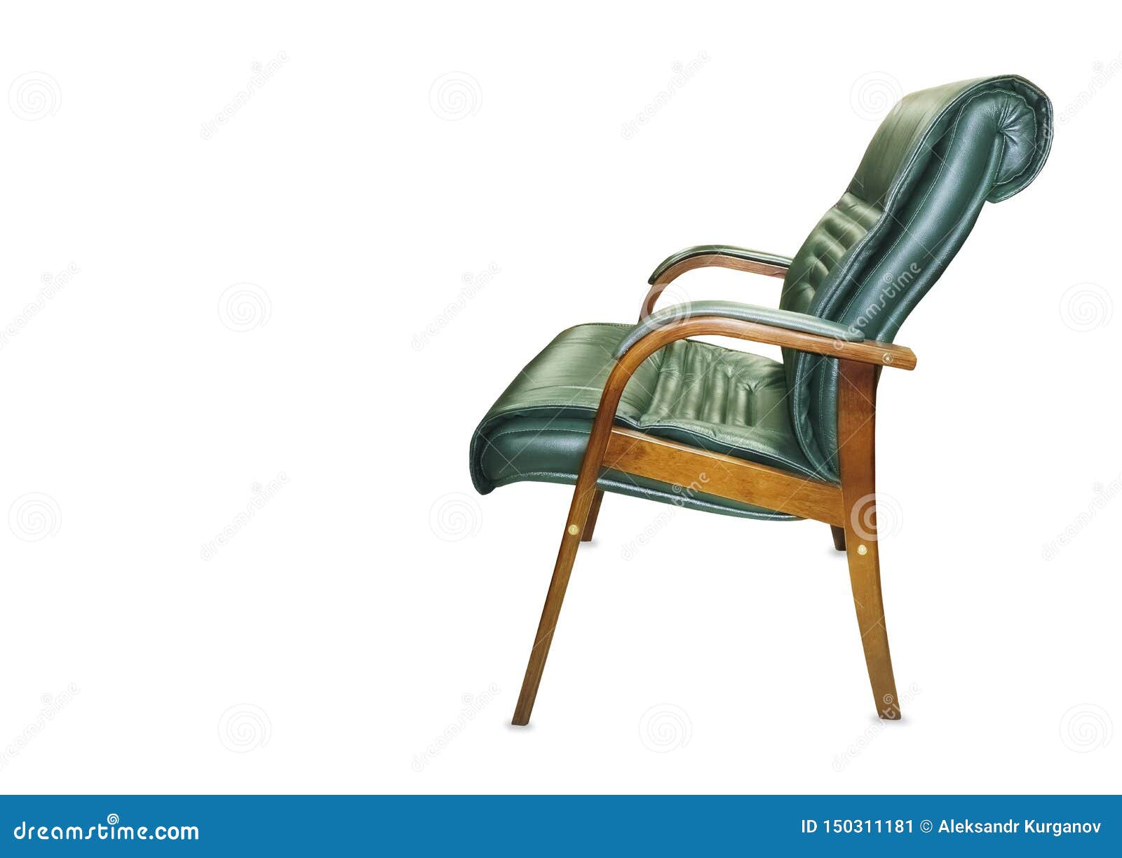 Office Chair from Green Leather. Isolated Stock Image Image of
