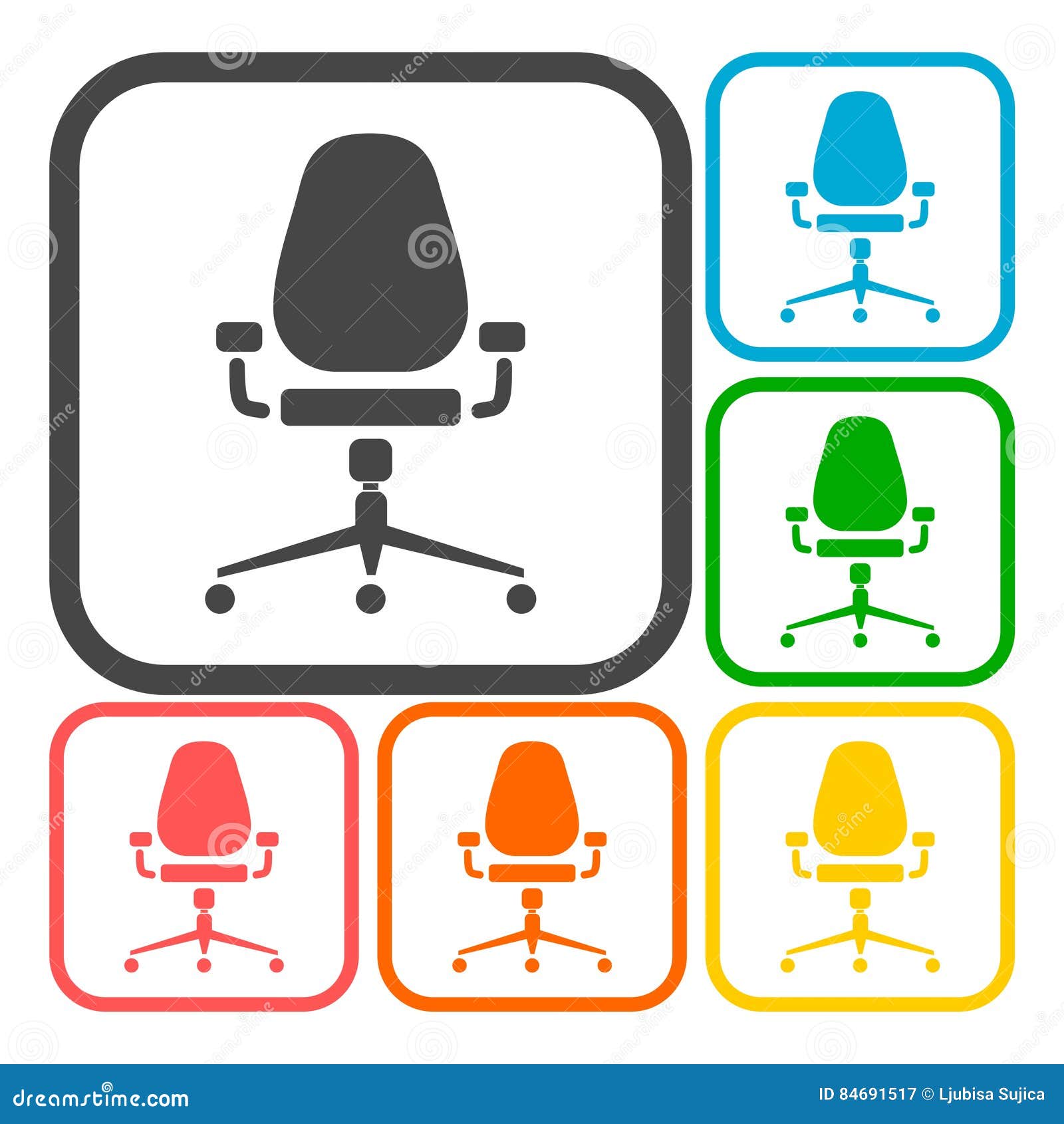 Office chair icons set stock vector. Illustration of object 84691517