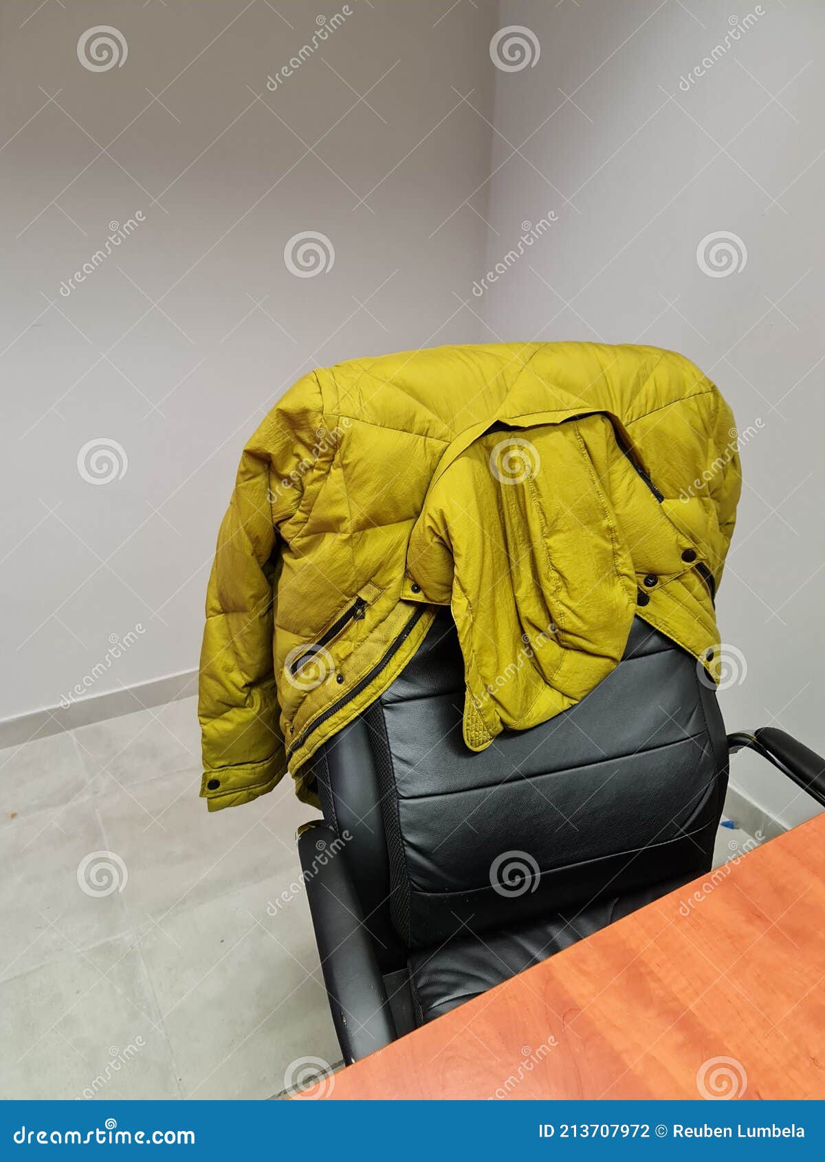 Office Chair with Jacket for Cold Temperatures Stock Photo Image of