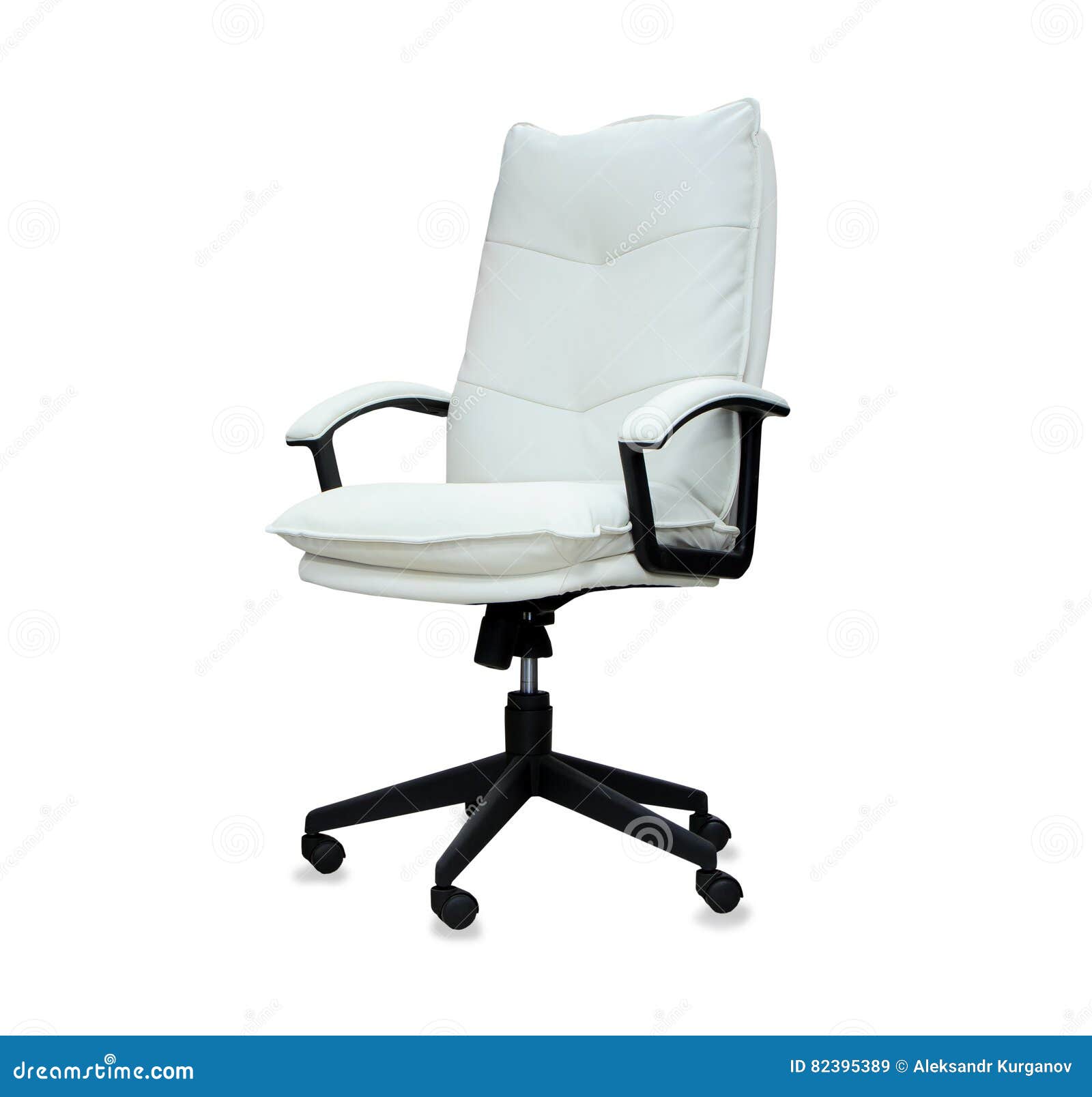 Office Chair from White Leather. Isolated Stock Image Image of chief
