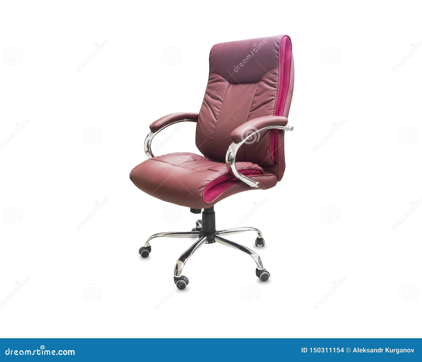 The office chair from wine-colored leather. Isolated over white
