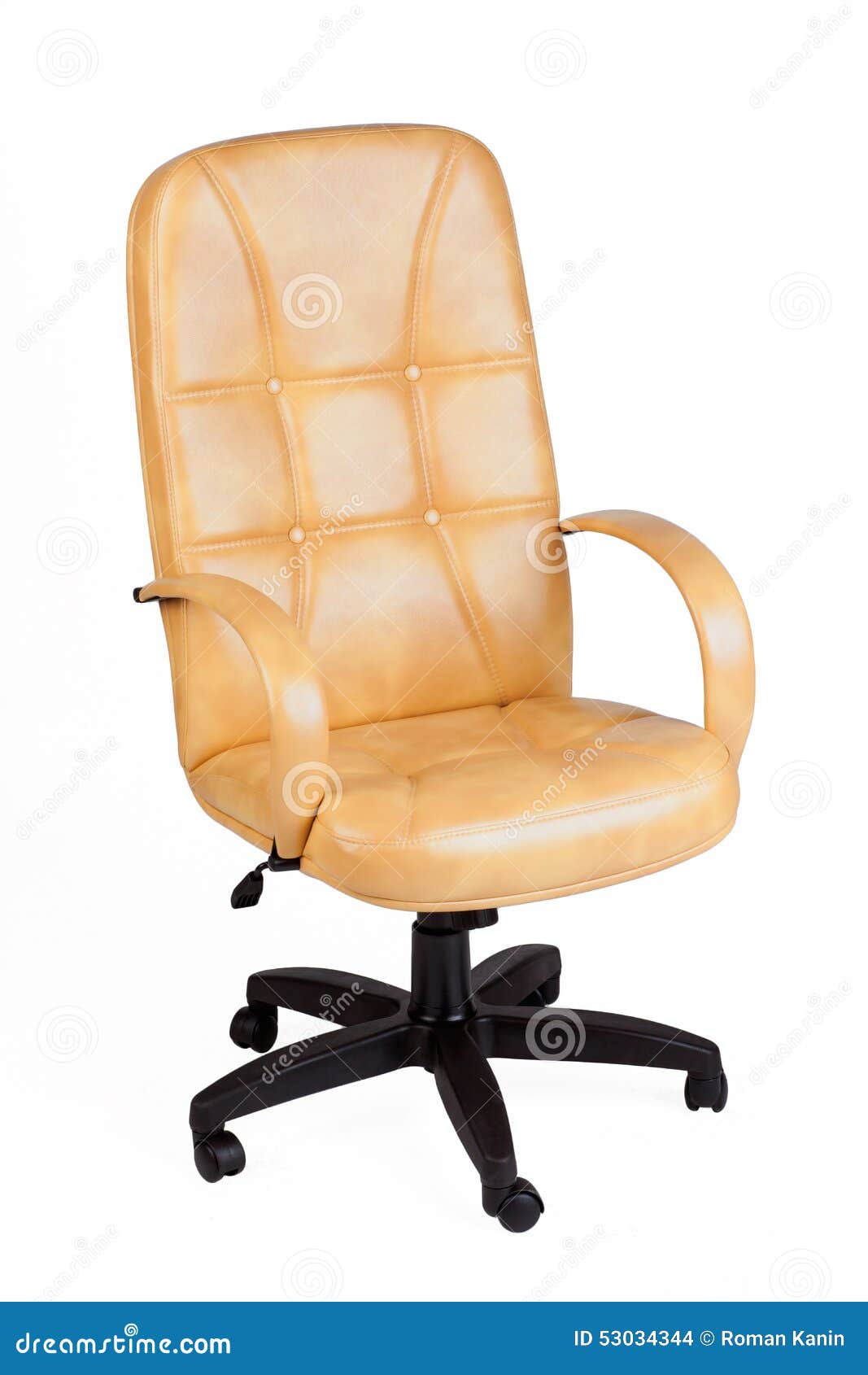 The Office Chair from Yellow Leather. Isolated Stock Photo Image of