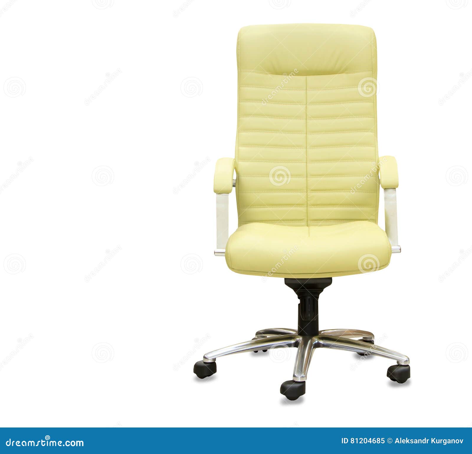 Office Chair from Yellow Leather Isolated Over White Stock Image