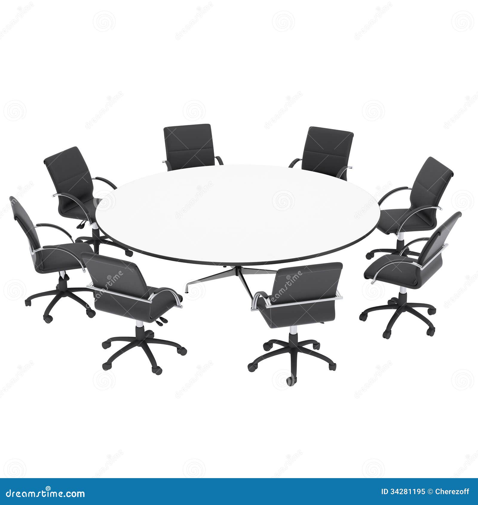 Office Chairs And Round Table Stock Illustration Illustration Of