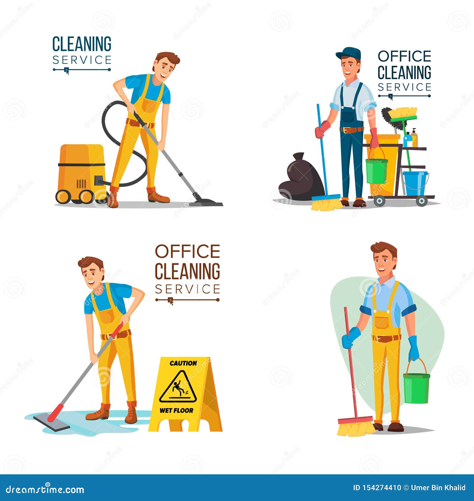 Office Cleaning Services Workers with Vacuum Cleaner Stock Vector -  Illustration of work, vacume: 154274410