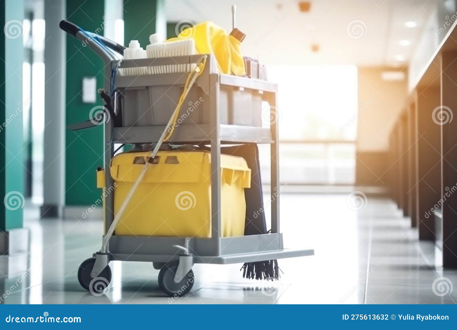 Office Cleaning Tool Cart. Generate Ai Stock Illustration Illustration of adult, janitorial