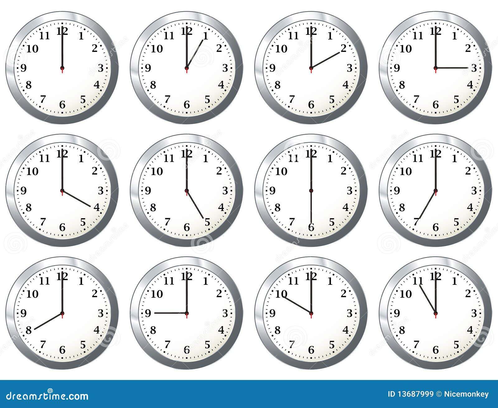 Office clock all times stock illustration. Illustration of