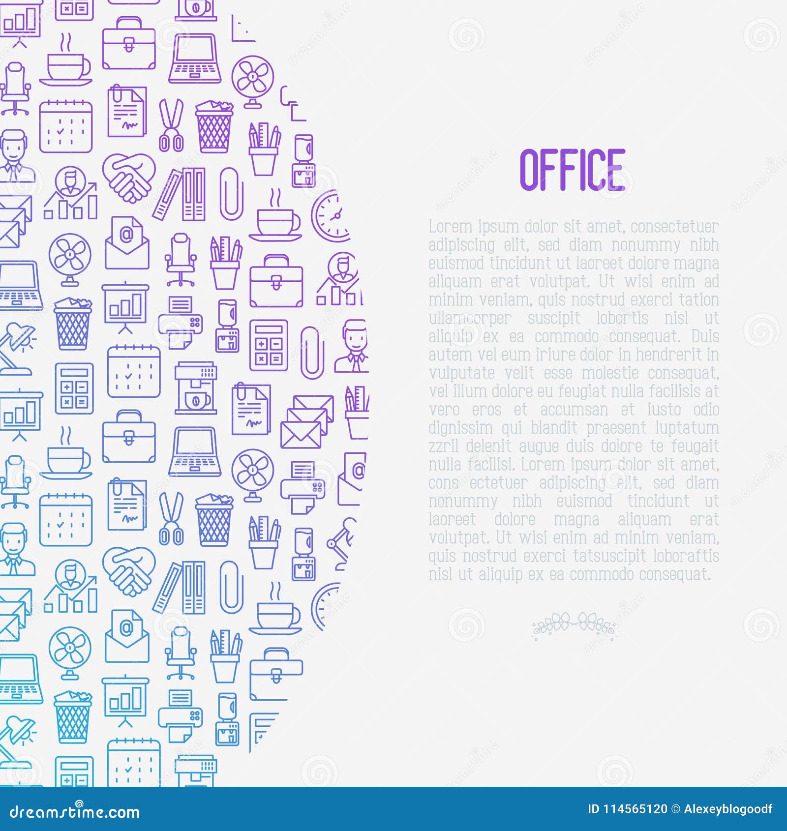 office concept with thin line icons