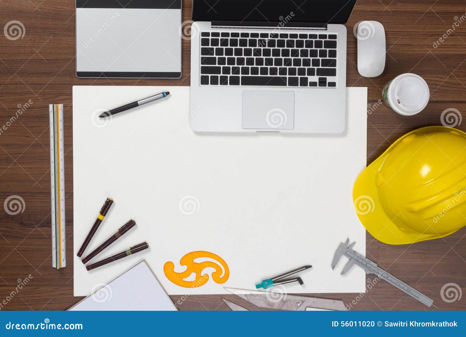 Office Desk Background with Construction Project Stock Photo Image of