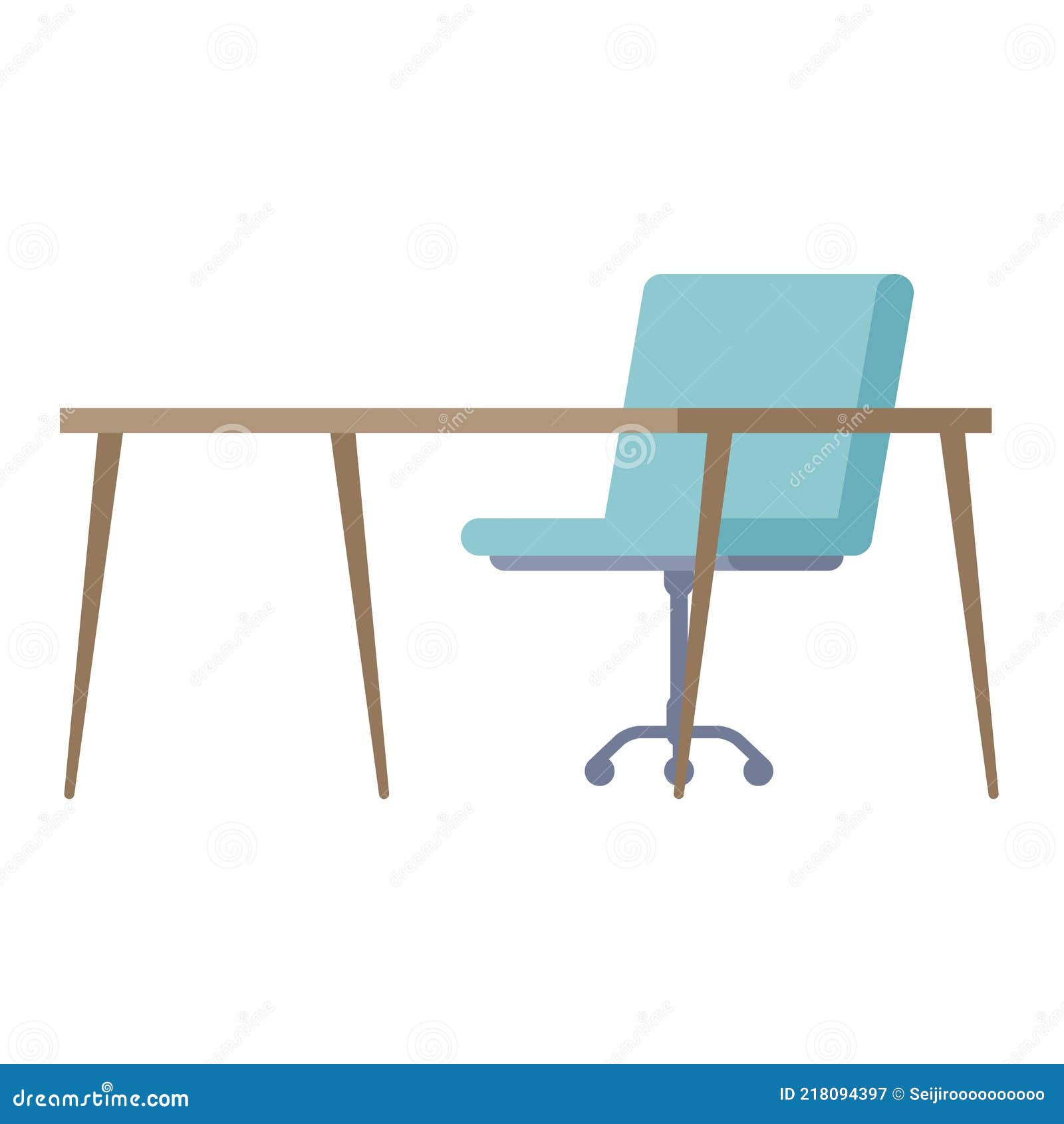 Office Desk and Chair.Diagonally Forward Stock Vector Illustration of