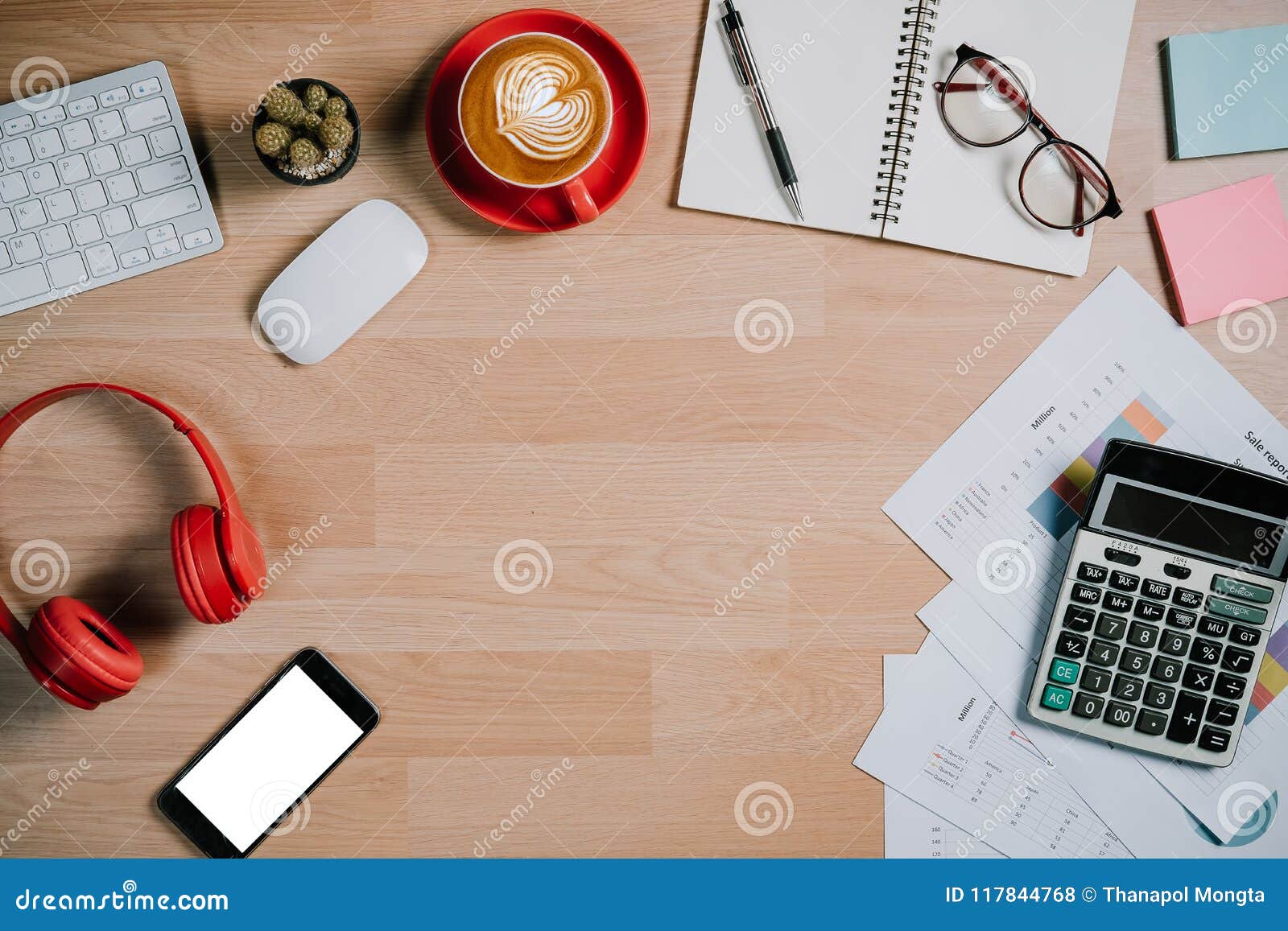Office Desk Table With Keyboard Calculator Stock Photo Image Of