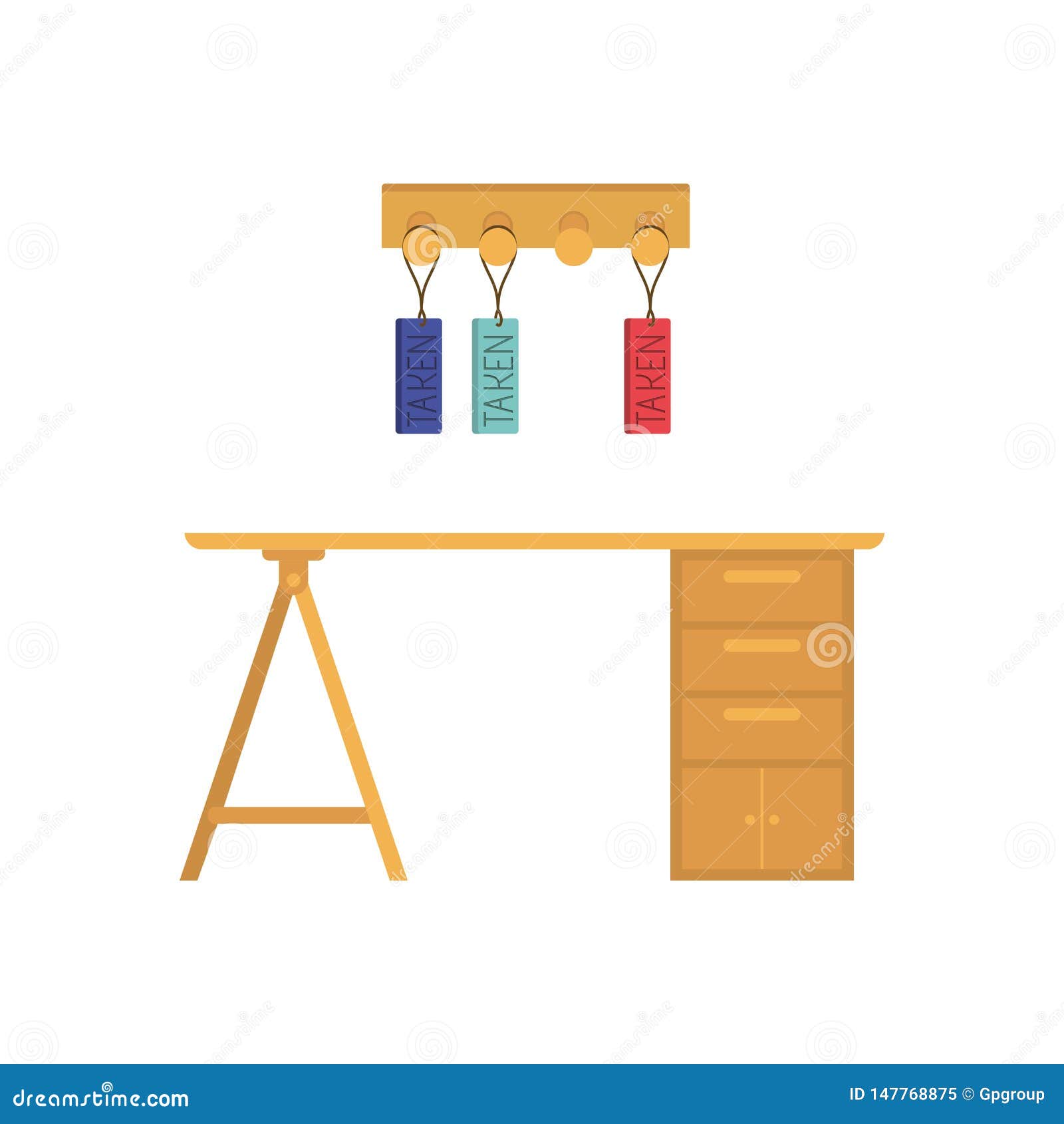 Office Desk with White Background Stock Vector Illustration of office