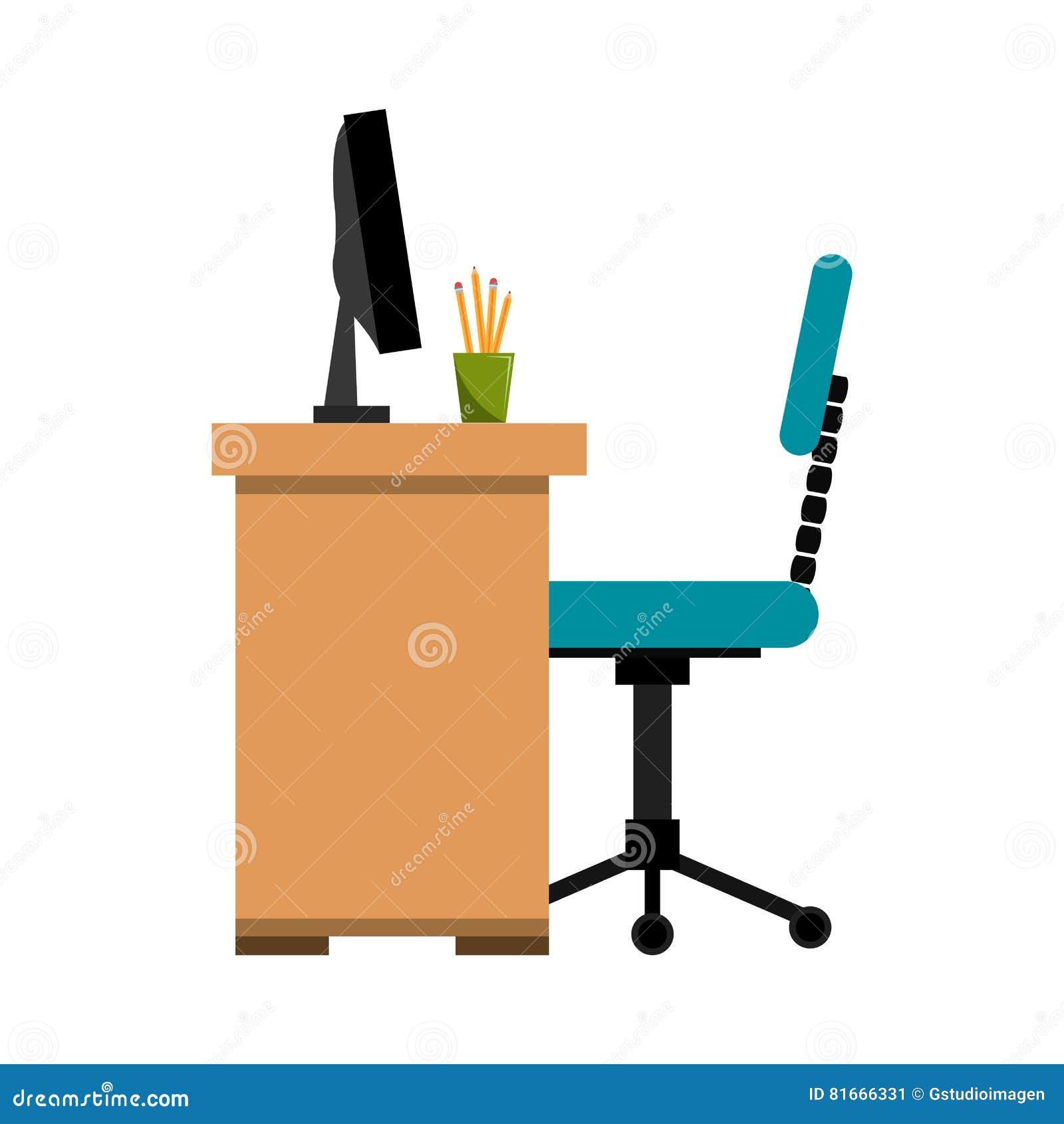 Office desk work place stock vector. Illustration of business 81666331