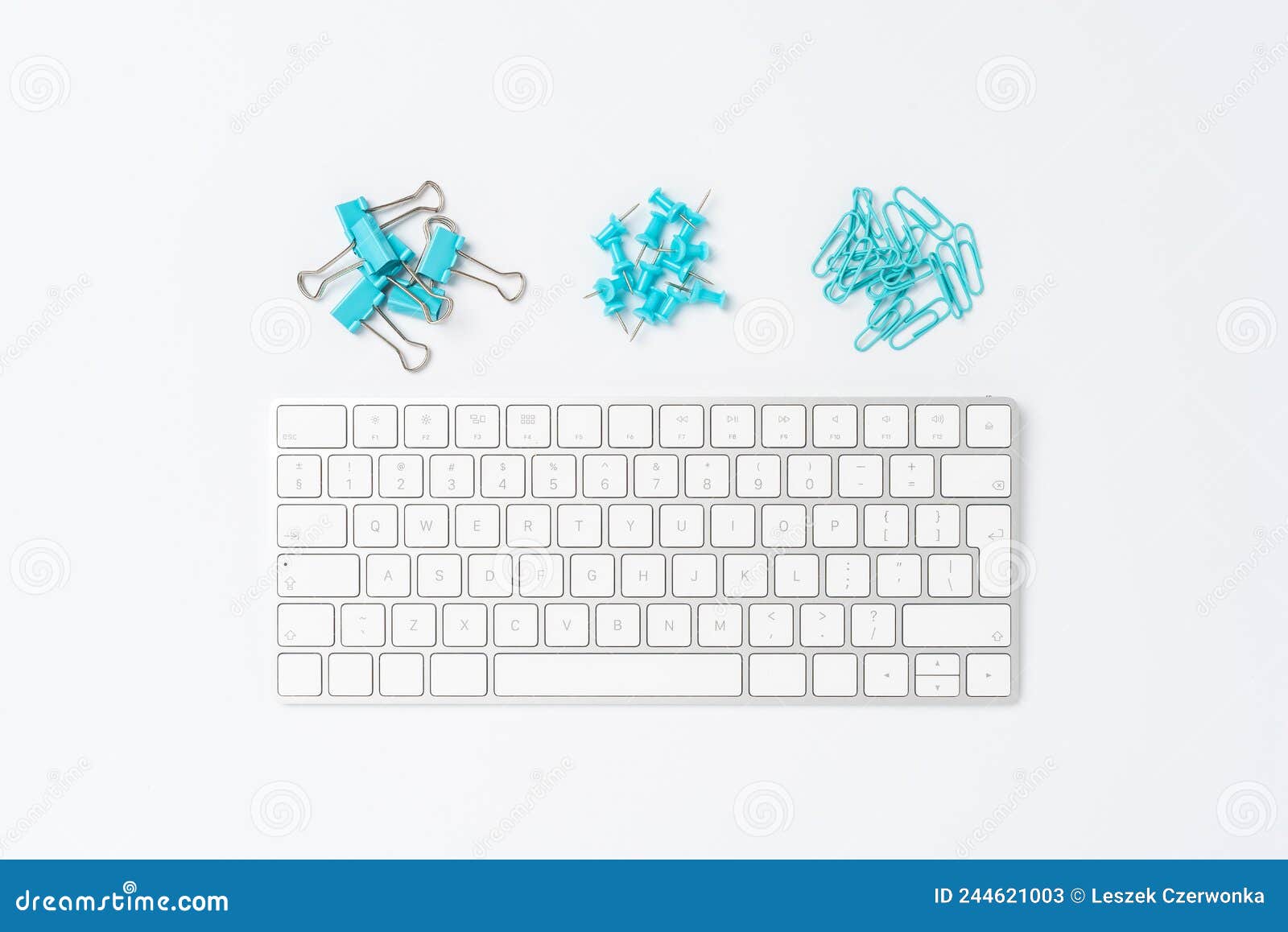 Office Desktop with Keyboard and Office Supplies Stock Image Image of