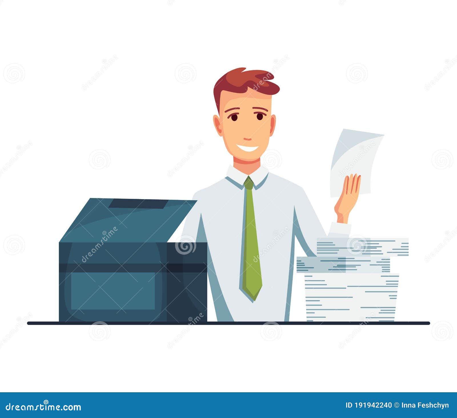Office Documents Copier. Office Worker Prints Documents on the Copier