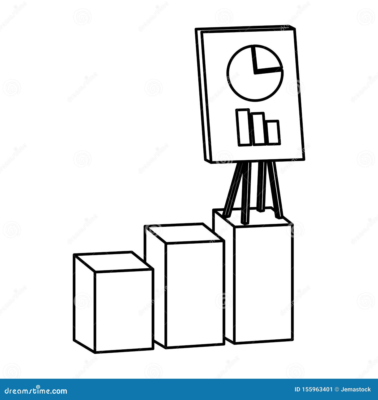 Office Elements and Business Symbols in Black and White Stock Vector