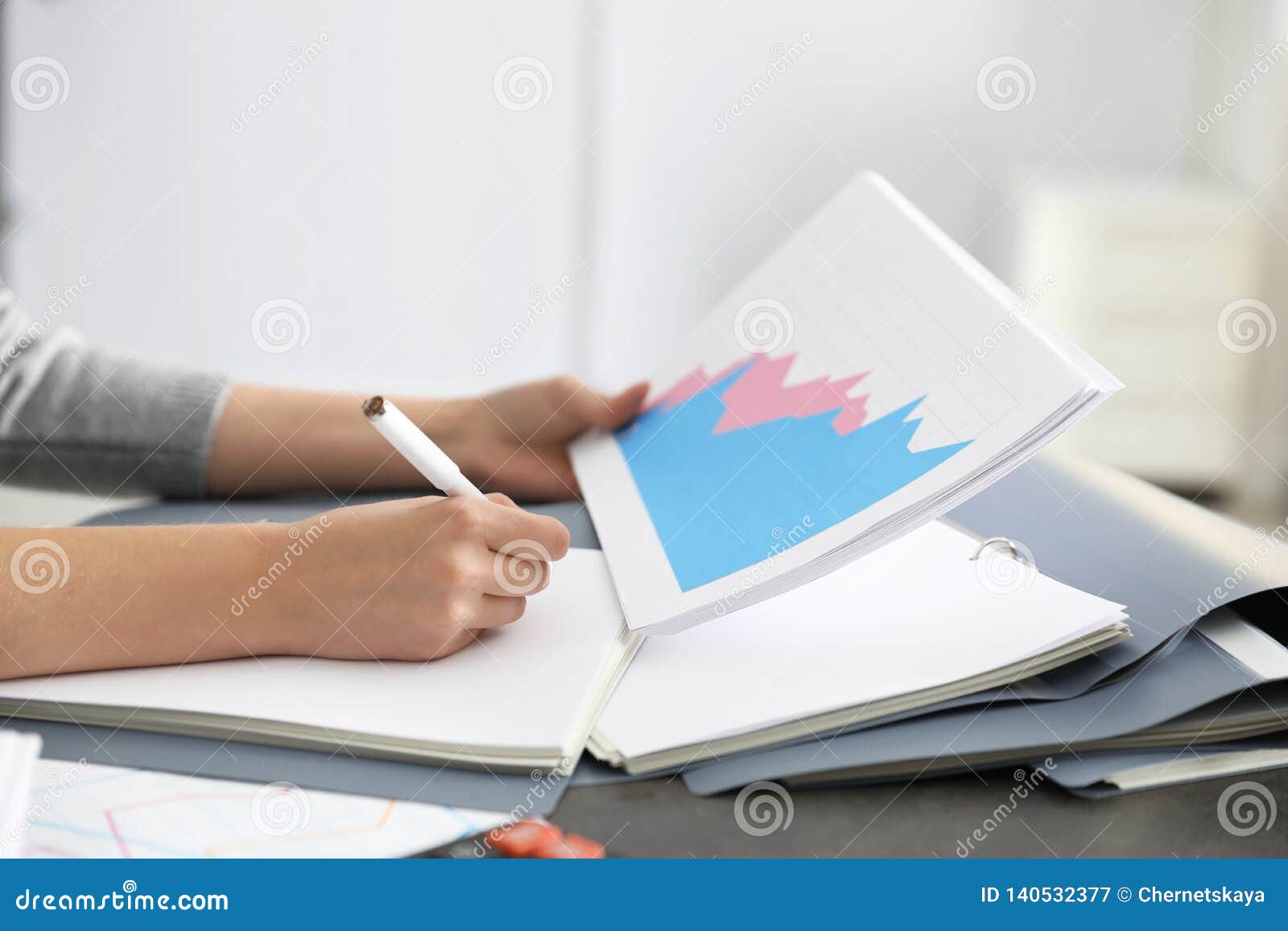 Office Employee Working with Documents at Table Stock Image Image of